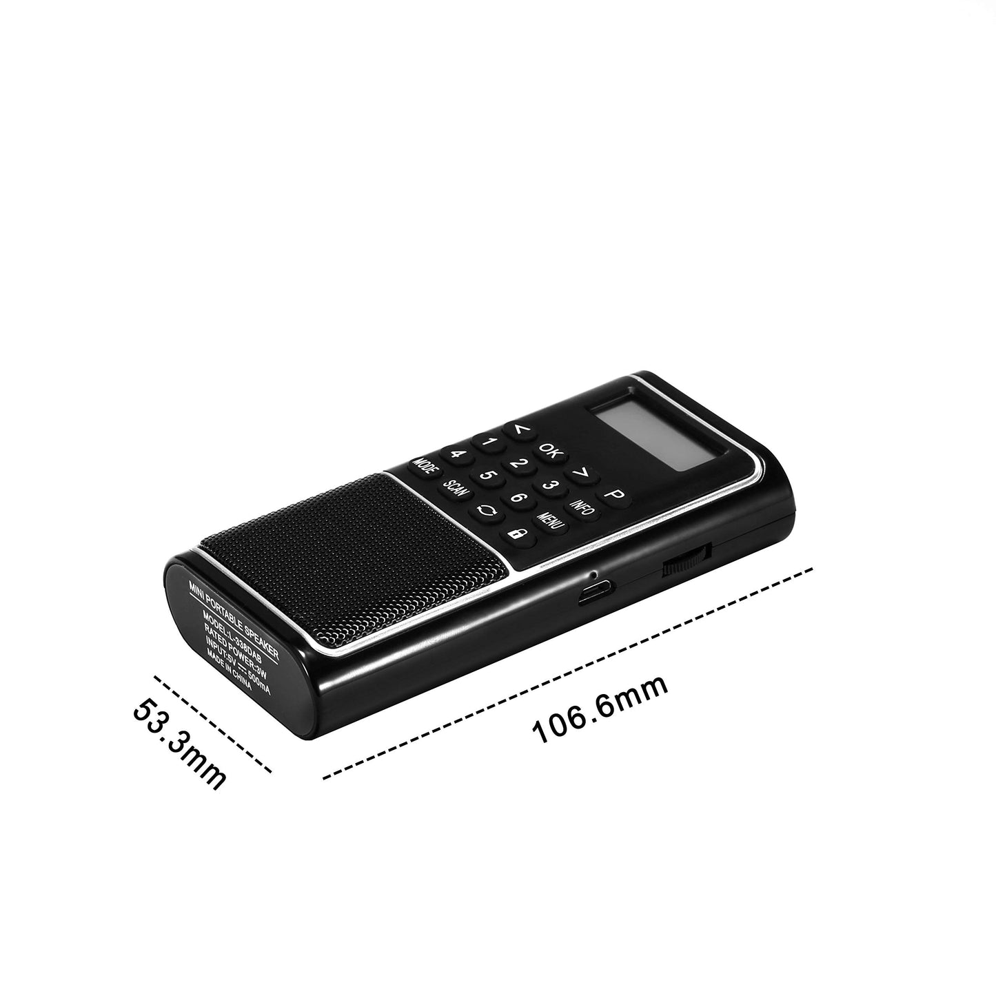 Raddy RD23 Portable DAB Radio Small DAB+ FM Digital Radio with Battery pocket radio with BT Kitchen Radio (Black)