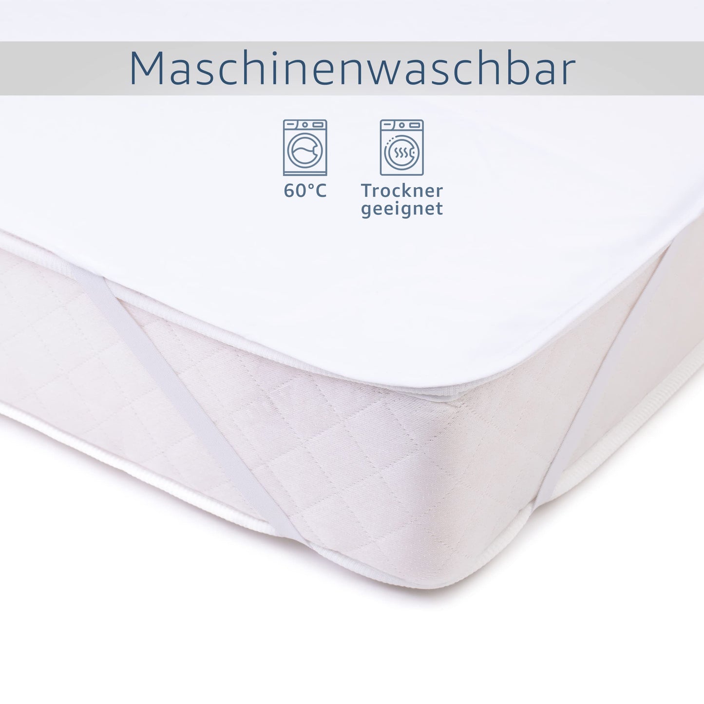 Amago - Mattress protector, Front: 100% cotton, Back: PU membrane, 180 x 200 cm - White