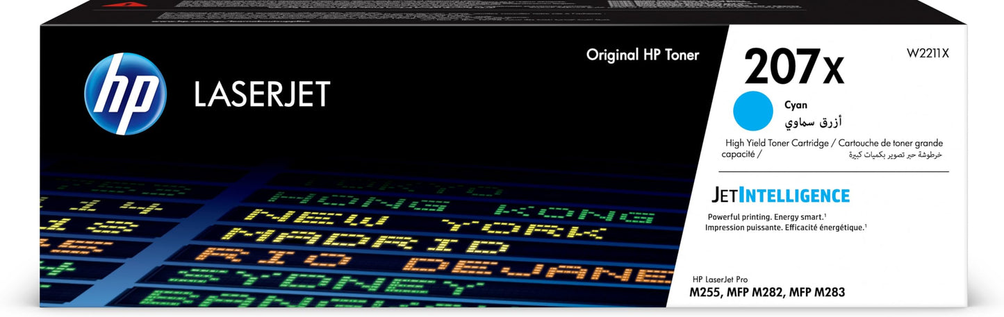 HP 207X (W2211X) Cyan Original High Yield Toner for HP Color LaserJet Pro M283/M282/M255.