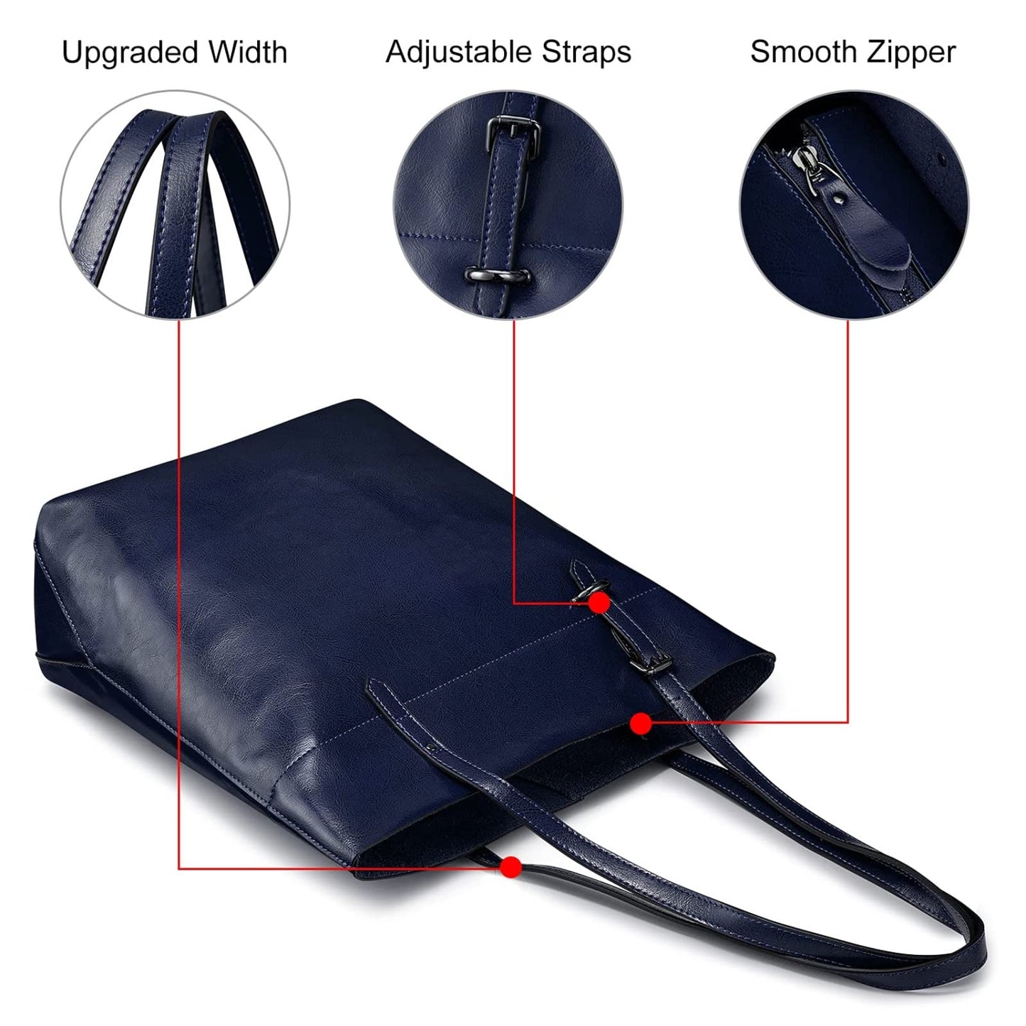 S-ZONE Women's Genuine Leather Bag Shopper Large Tote Handbag Top Handle Bag (D-Royal Blue)