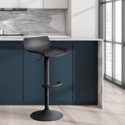 CLP 2er Set Barstools Aveiro with plastic seat I Adjustable counter stool I Counter stool with trumpet base, Color: black