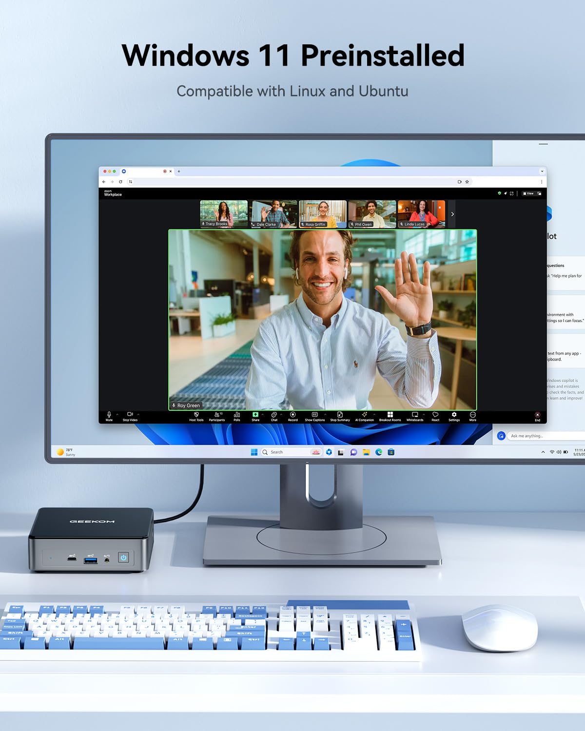 GEEKOM Mini PC Air12 with Intel N150, 16GB DDR5 RAM 512GB PCIe SSD, 3-year coverage, Mini Desktop Computer with SD card reader, Win 11, 8K UHD (HDMI+DP), Compact Micro PC for office/school/home theater.