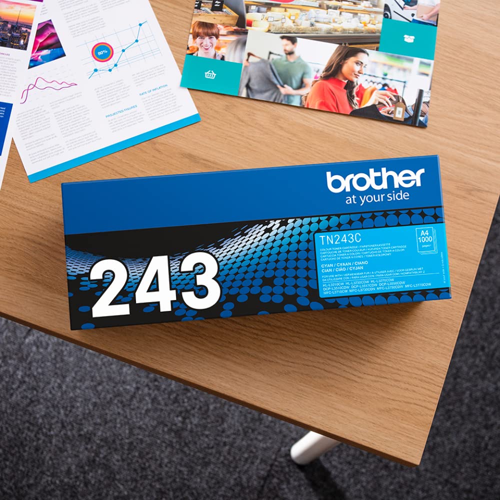 Brother TN-243C toner cartridge (for Brother DCP-L3510CDW, DCP-L3550CDW, HL-L3210CW, HL-L3230CDW, HL-L3270CDW, MFC-L3710CW, MFC-L3730CDN, MFC-L3750CDW, and MFC-L3770CDW) cyan