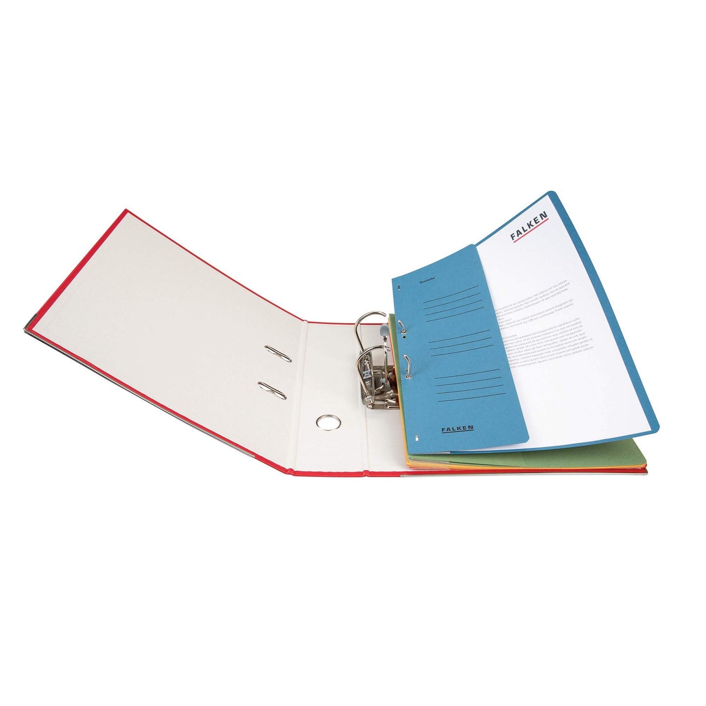 Original Falcons 50-pack eyelet files. Made in Germany. Made from recycled cardboard with half-front cover and commercial stapling for DIN A4 red folder collection folder Blue Angel