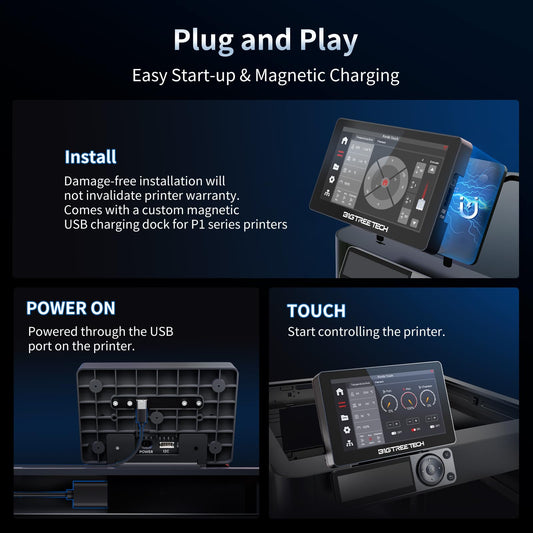 BIGTREETECH Panda Touch, compatible with Bambu-lab P1S/P1P/X1C/A1/A1 Mini 3D printers, touchscreen upgrade kit, supports AMS and multi-printers management. Please check firmware compatibility.