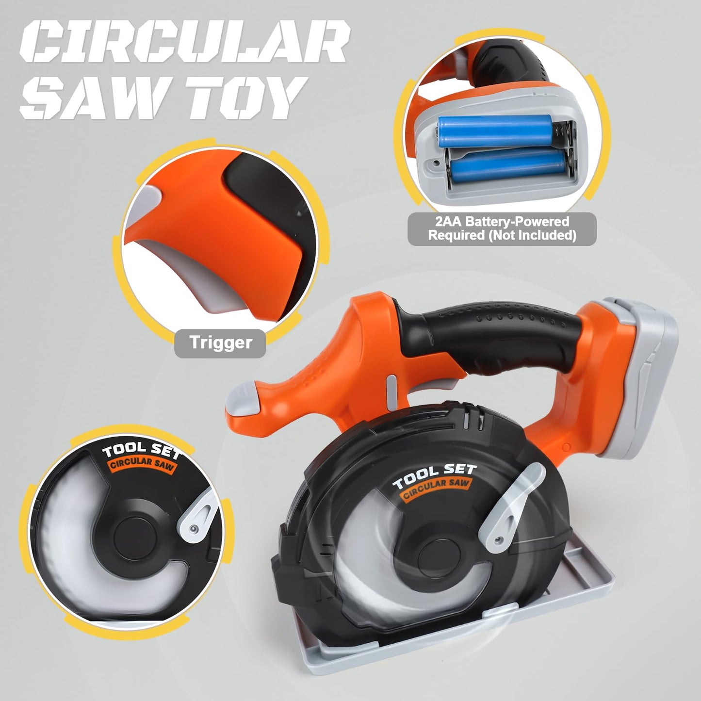 Vanplay tool box kids toy for ages 3 and up. Includes tools like chainsaw, electric drill, and circular saw. Perfect for children ages 3, 4, 5, and 6.