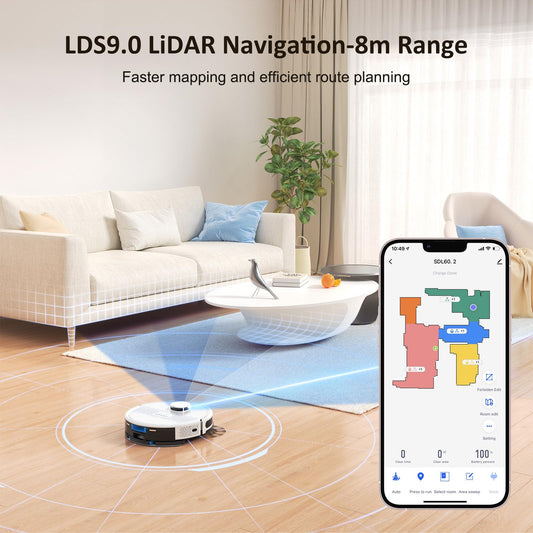 Lubluelu robot vacuum with mopping function 3-in-1, 4000Pa suction robot with laser navigation and 5 maps, 55 dB robot vacuum with app control, perfect for pet hair, carpets, hard floors, white (SL60D)