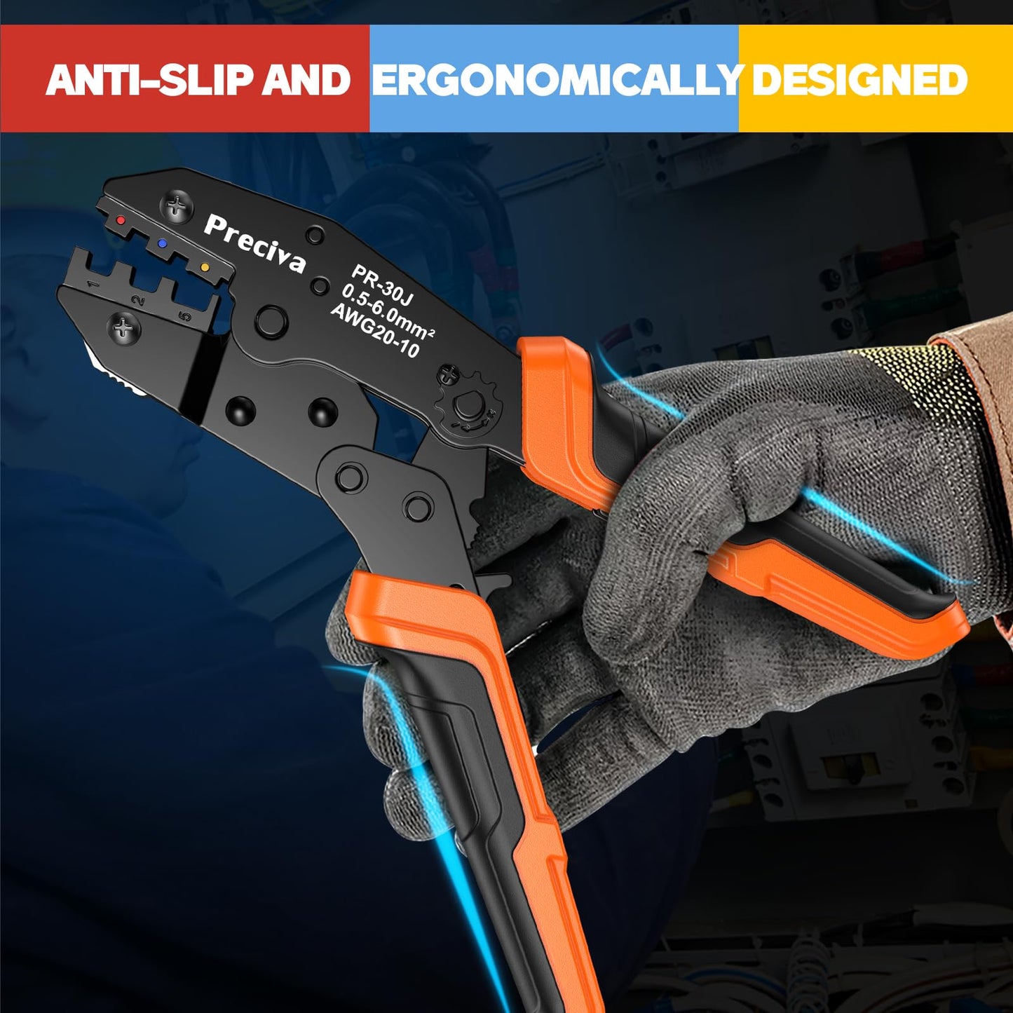 Crimping Tool Wire Connector Set, Preciva Wire Crimping Pliers 0.5-6mm² with 160pcs Heat Shrink Connectors.