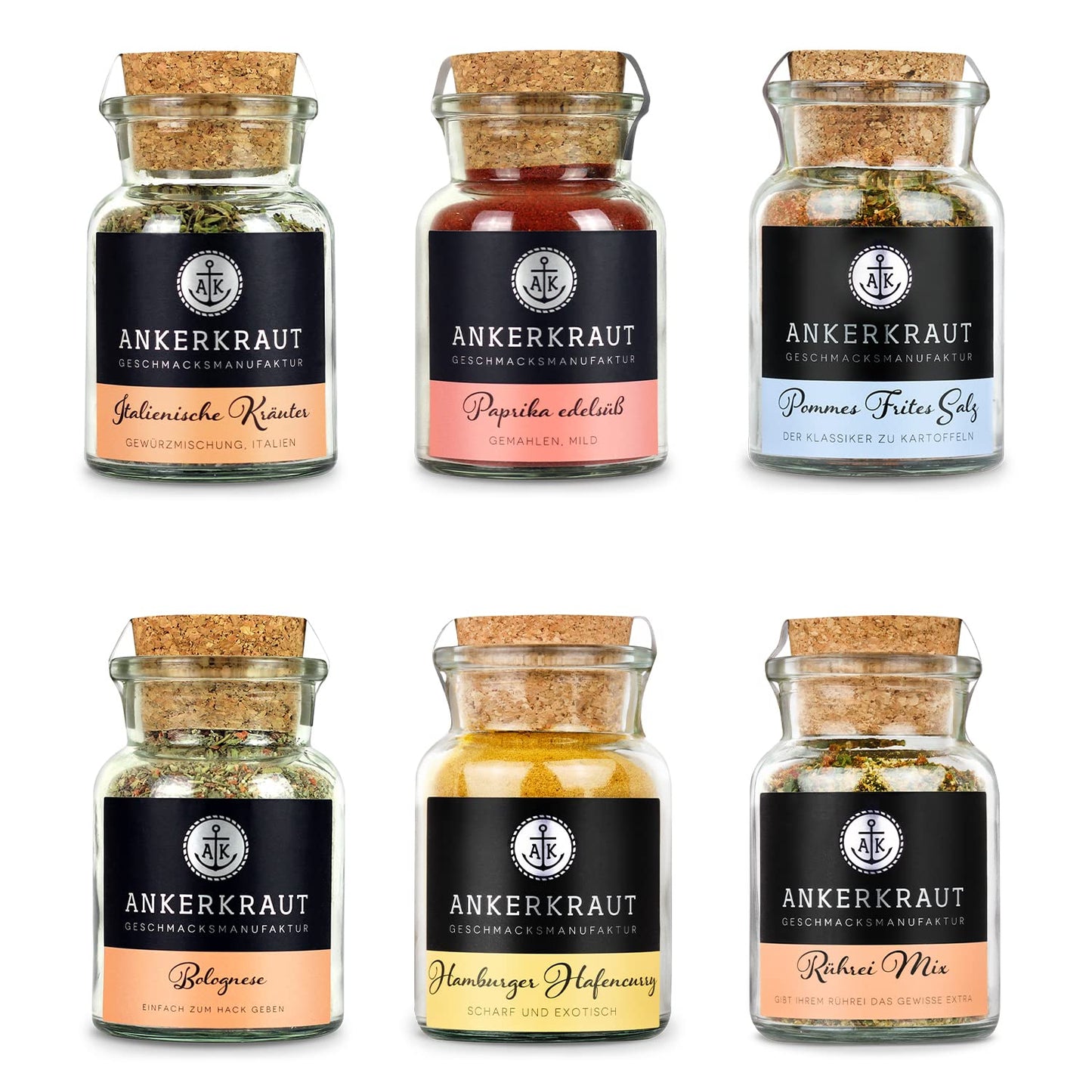 Anchor spice kitchen starter set with 6 spices, gift for men/women/anyone, kitchen basic starter kit, for housewarming & moving, cooking inspiration.