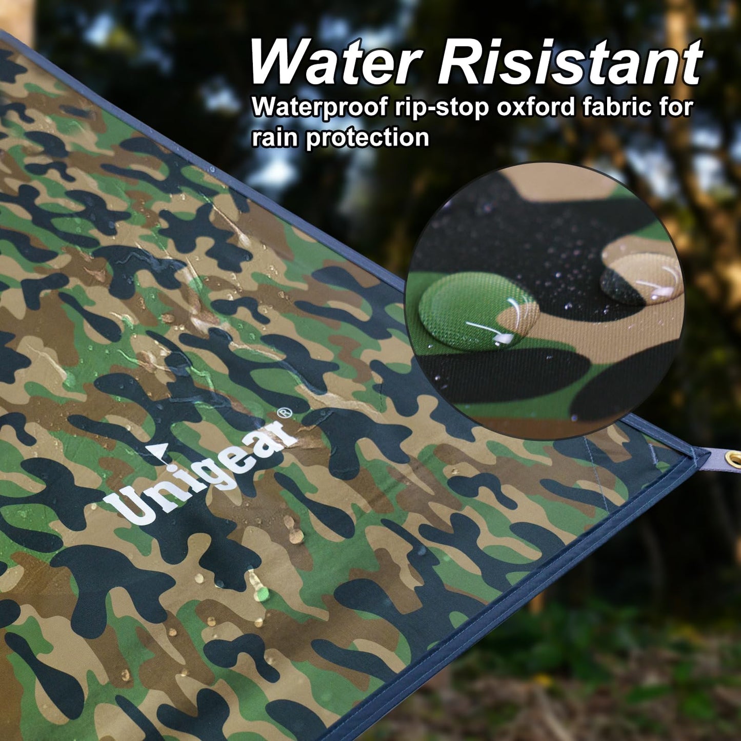 Unigear Tarp Rain Fly, waterproof tent tarp, lightweight, foldable, ideal for camping and protection against rain, snow, and sun.