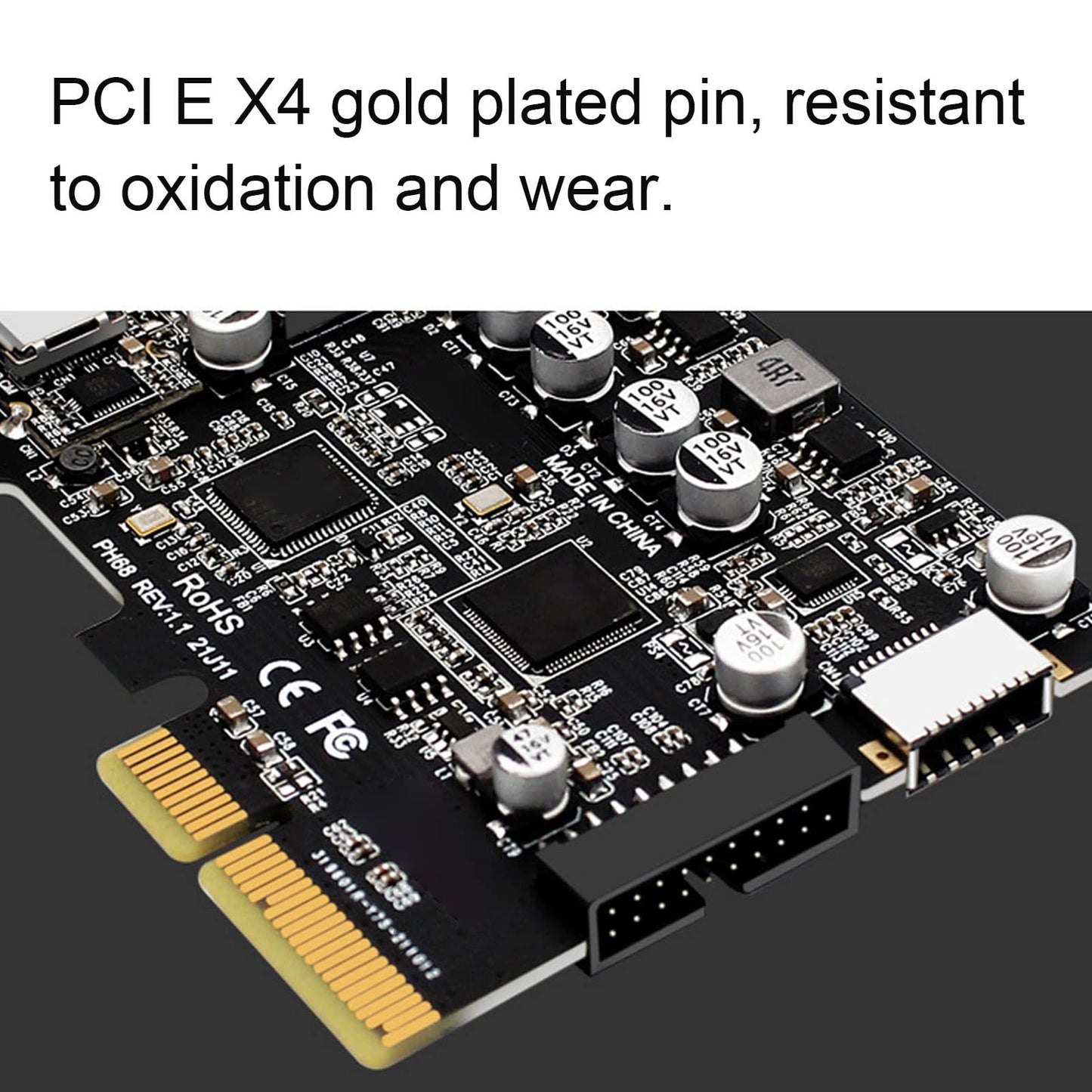 ASHATA PCI Express to USB 3.2 GEN 2 Front Type C Expansion Card, 10Gbps Speed USB C Ports PCIE USB 3.2 GEN 2 Expansion Card for Desktop Computer