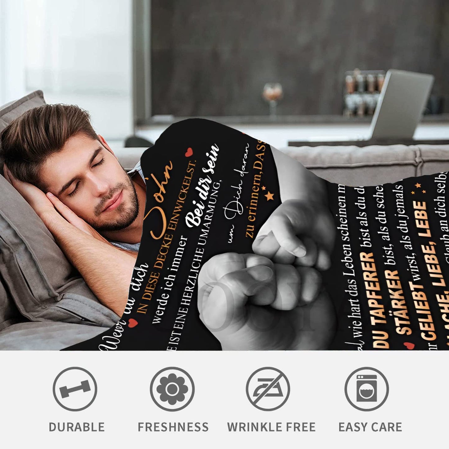 UOOYAA Personalized Blanket Gift, Blanket for My Son, Blanket from Dad to Son, Positive Encouragement and Love Son Flannel Blanket