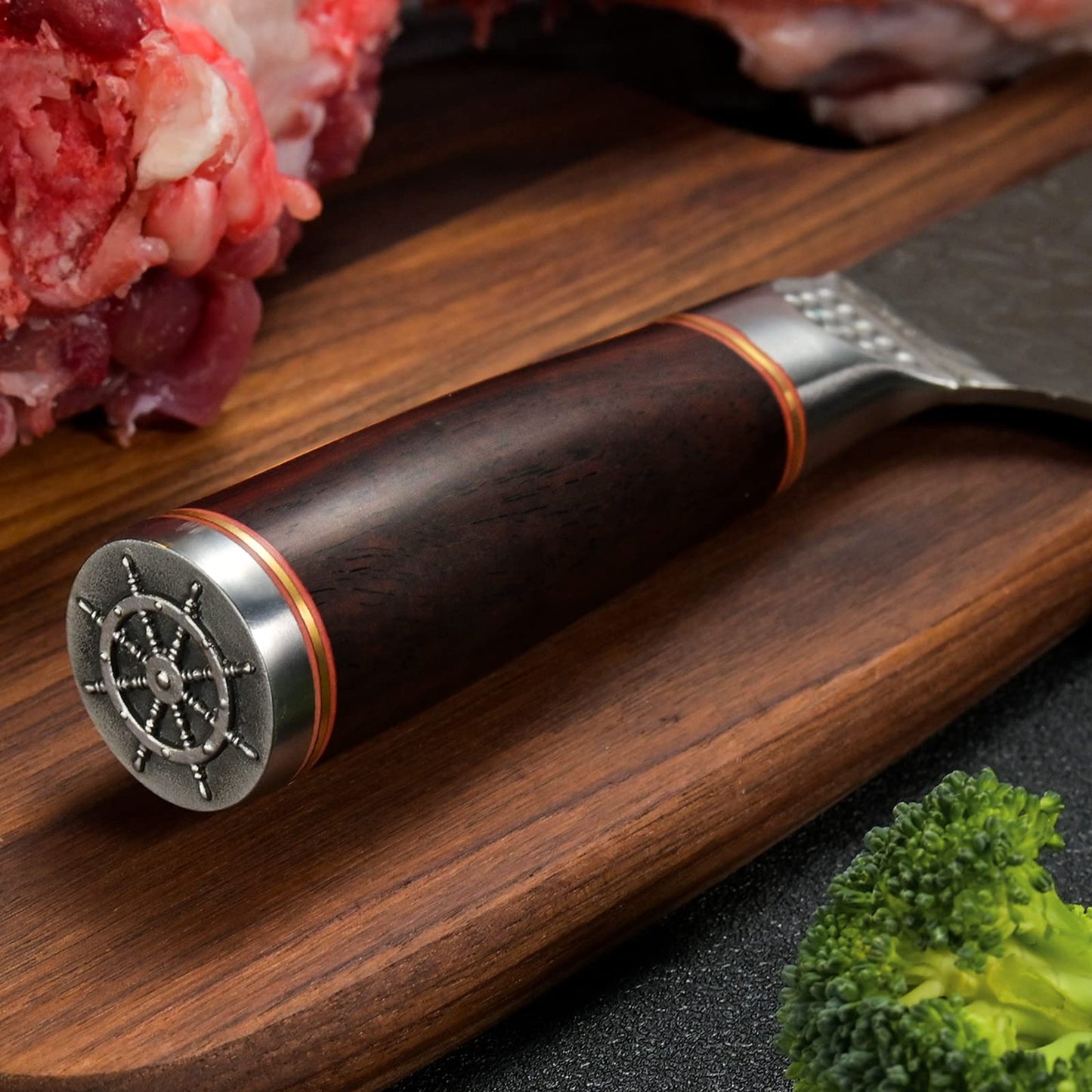 Promithi kitchen knife, chef knife, Santoku knife, utility knife, household knife, silver and black, stainless steel, 12 inches, 7.8 inches, 3.6 inches, 511 grams, forged, dishwasher-safe: No