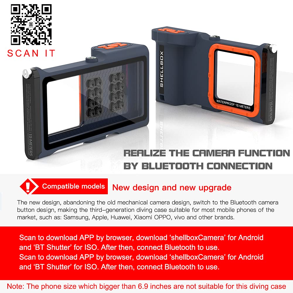 ShellBox waterproof protective case for smartphone, Bluetooth, IPX8, waterproof, for iPhone 13, 12, 11 Pro Max, Samsung, Huawei, Google OnePlus Xiaomi Redmi Motorola LG
