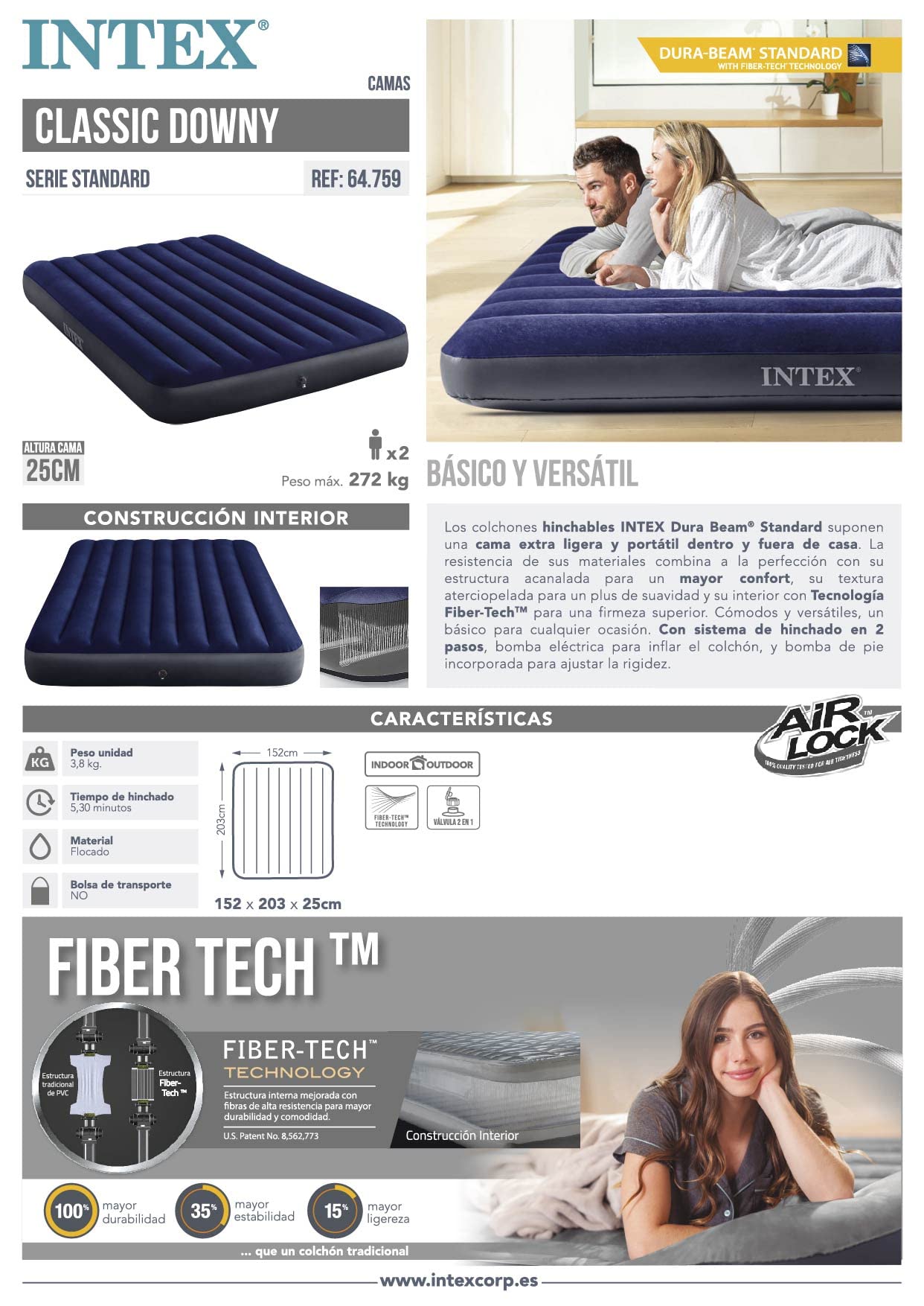 Intex air mattress, 64759, colorful, 203 x 152 x 25 cm