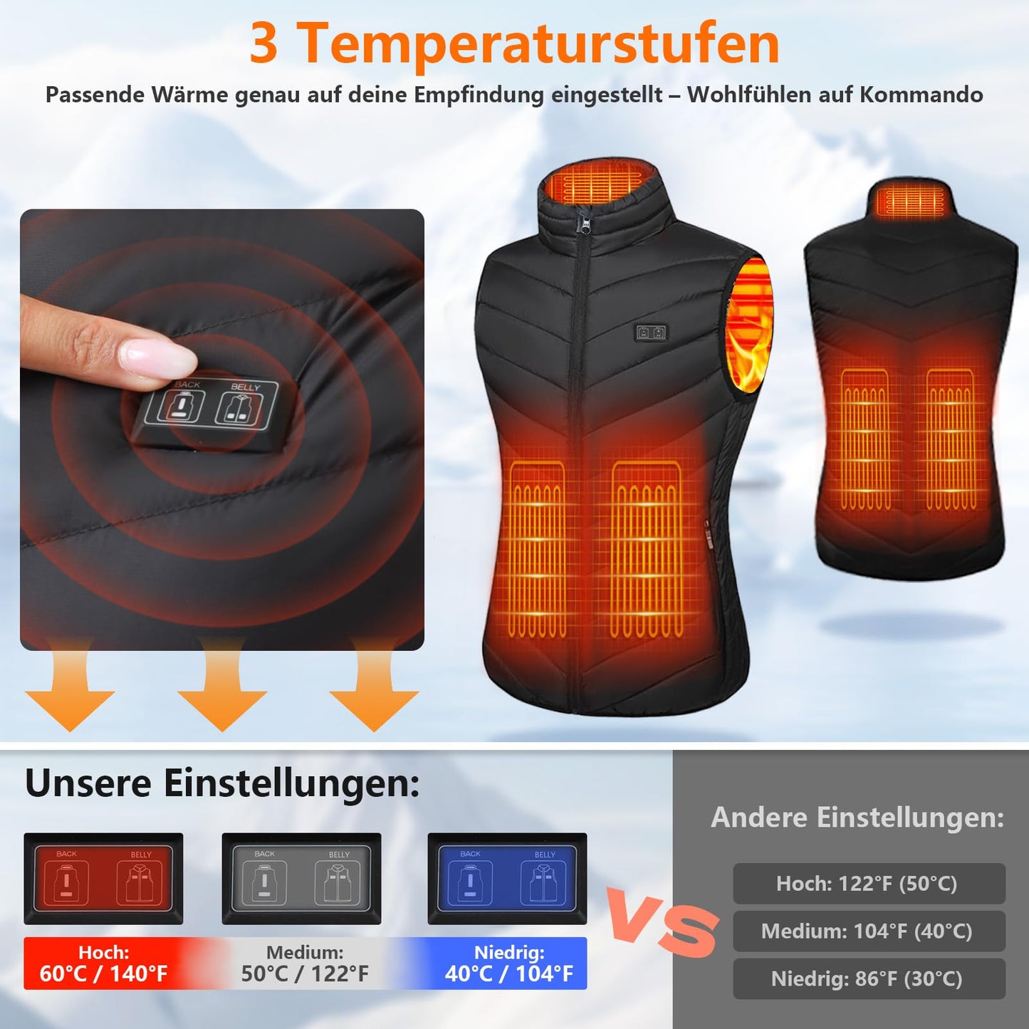 Mincoo Heated Vest for Women Electric USB Heated Vests with 5V 10000mAh Battery, Winter Warm Jacket Vest for Outdoor Activities Hiking Hunting (XXL)