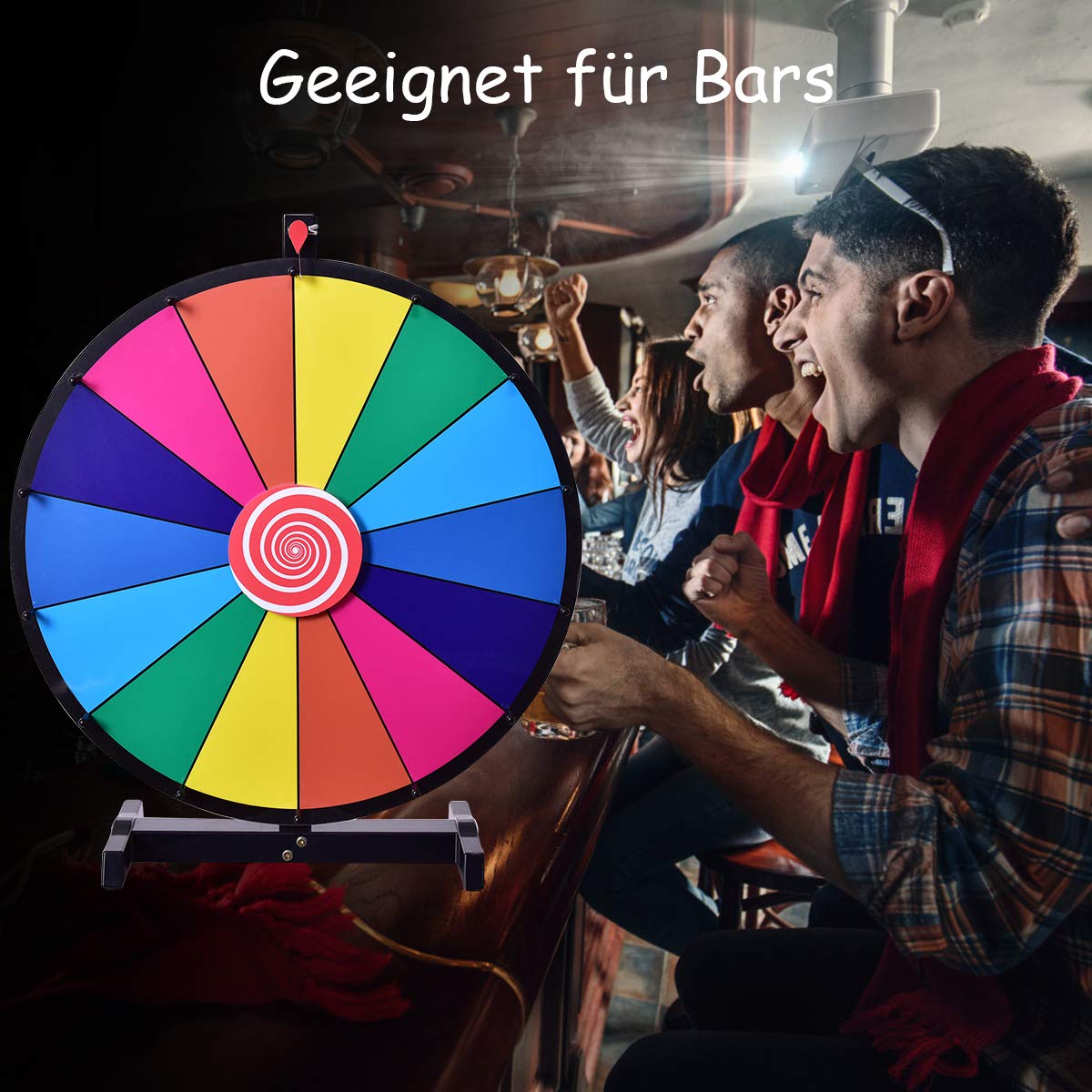 GOPLUS 24 Inch Prize Wheel, Spin Wheel for Lottery & Word Games with Marker & Eraser, Tabletop Game for Carnivals, Parties & Trade Shows, reusable Spinning Wheel (24").