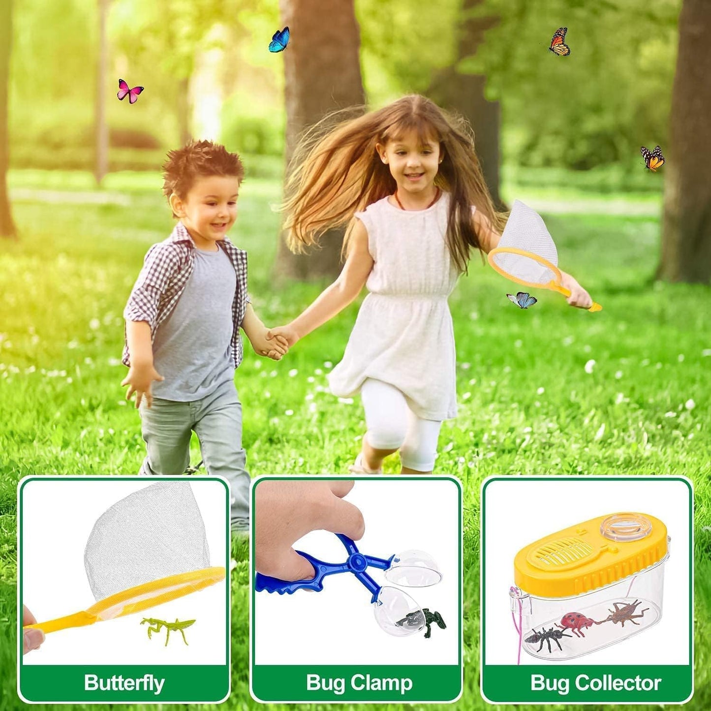 Kizplays® Kids Explorer Kit with Binoculars 22 Piece Set includes Bug Catcher, Compass, Magnifying Glasses, Microscope. Great camping, adventure gift for outdoor play. Ages 3-9.