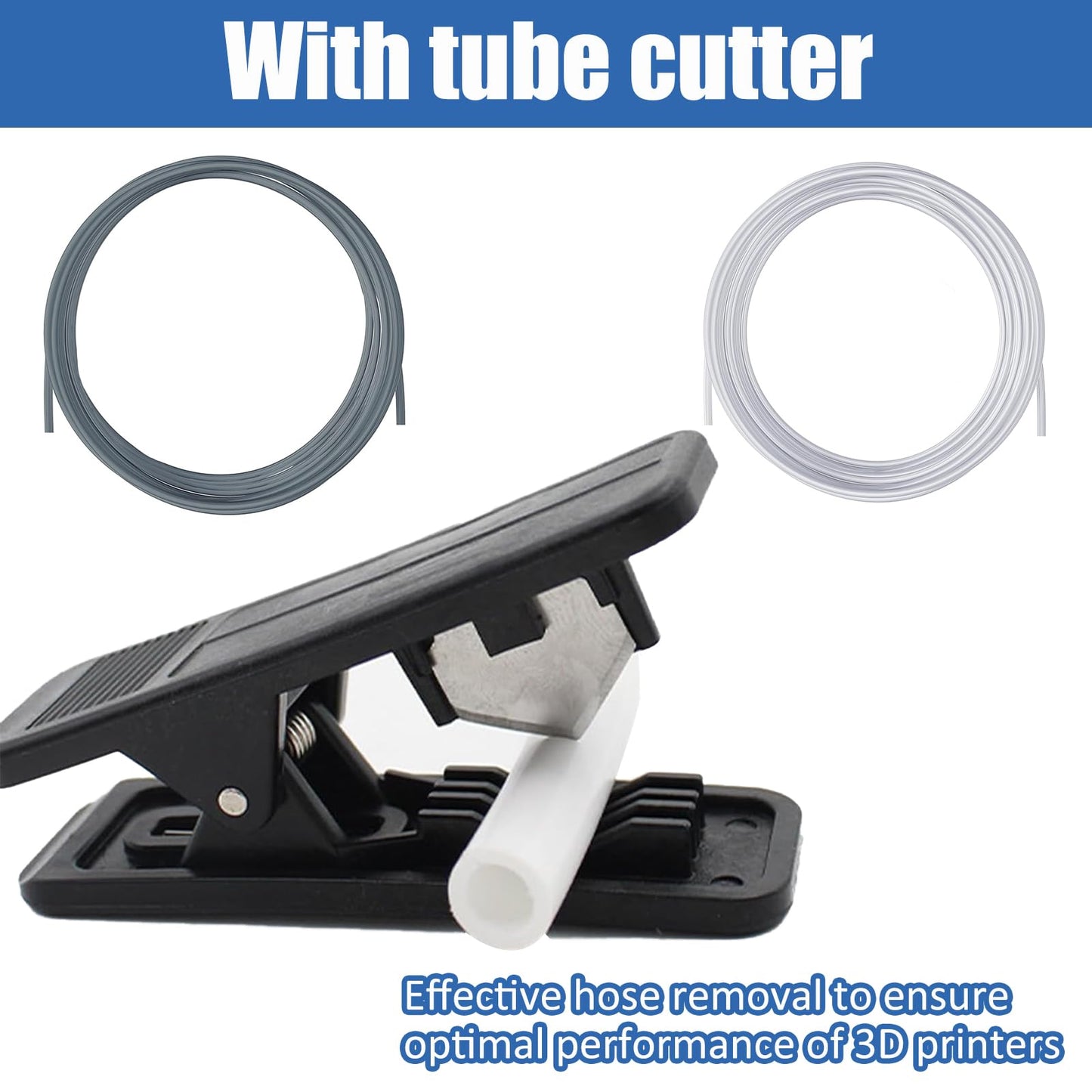 10 meter PTFE hose with cutter, 4mm x 2.5mm, 2.5mm ID × 4mm OD PTFE tube Teflon hose for 1.75mm for Bambu Lab A1/A1 mini/P1P/P1S/X1C, for Creality K1/K1 Max/Ender 3 V3 (Transparent)