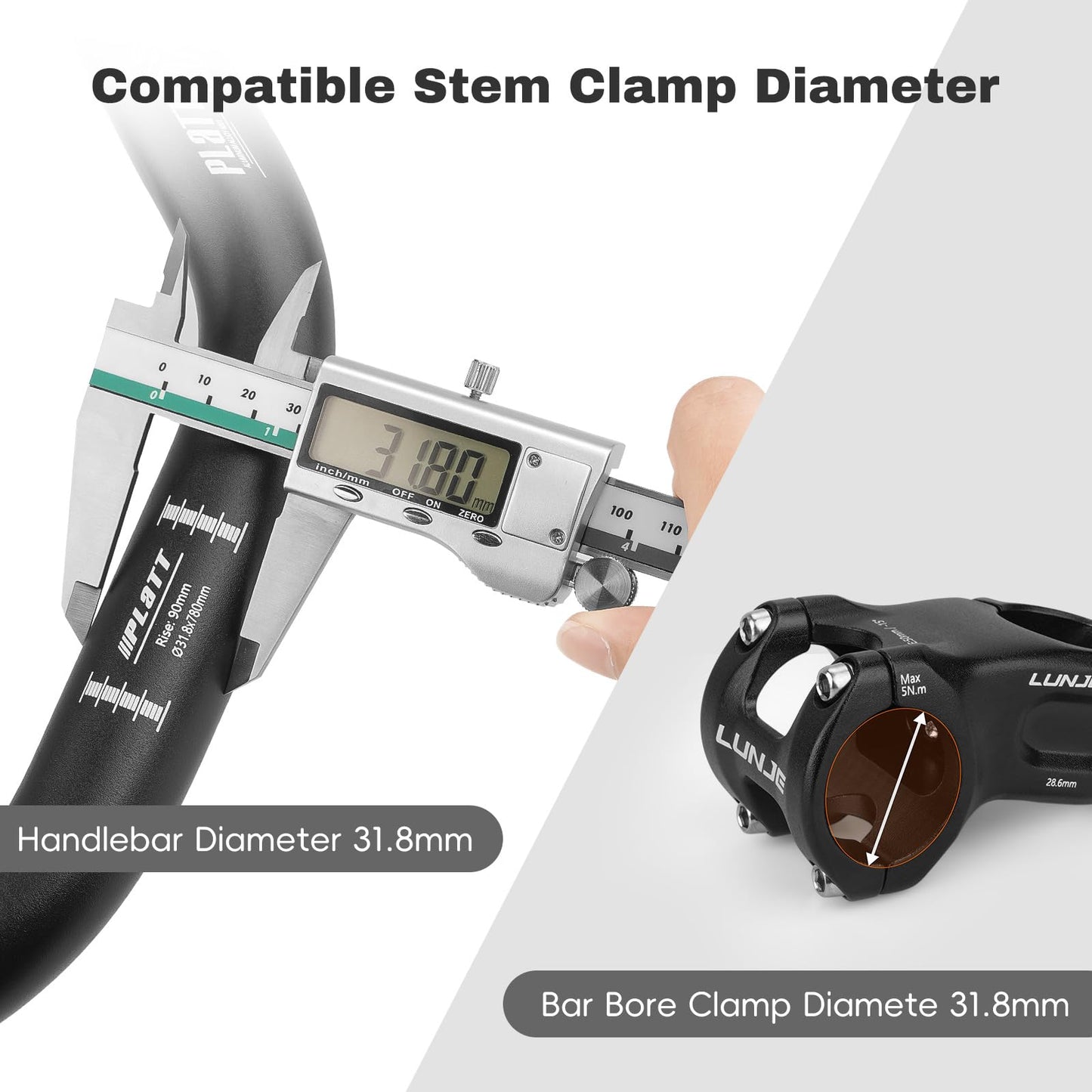 FLAT bicycle handlebar 25.4/31.8 * 620/780, mountain bike riser handlebar made of lightweight aluminum alloy, ideal for MTB (31.8mm-780mm, 120mm Rise)