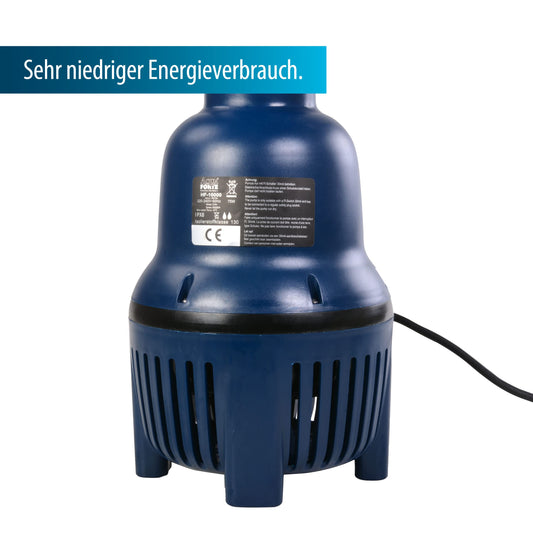 AquaForte HighFlow 16,000 Pond Pump, 75 watts, max flow rate 16 m3 per hour, head height 2 meters, outlet 75mm, high flow design, ideal for Koi ponds and fish farming.