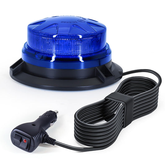 Antom LED beacon light, 12V-24V Blue strobe light with magnetic base and 3 meters cable for forklifts, tractors, golf carts, UTVs, trailers, SUVs.