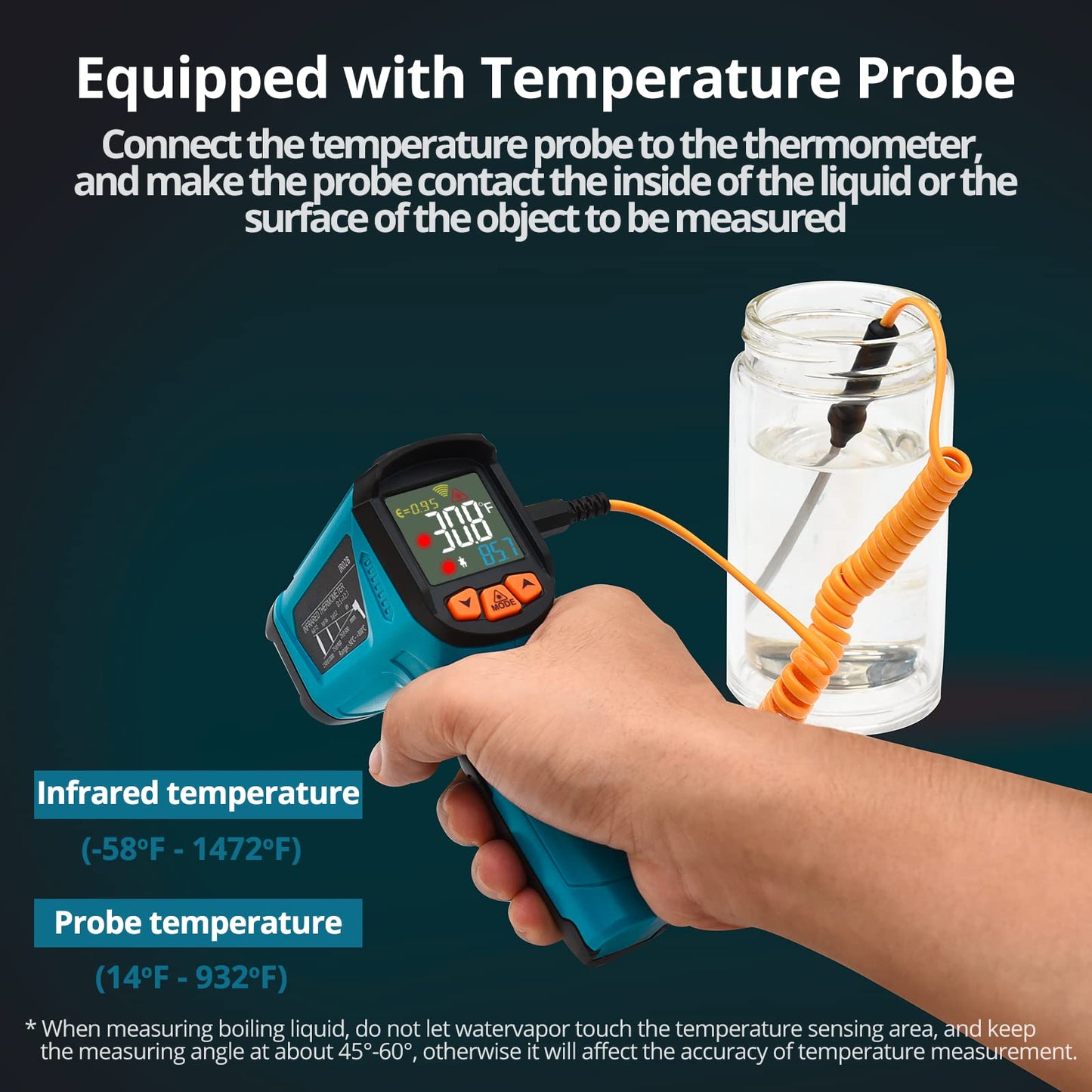 Infrared Thermometer (not for humans) -50°C to 800°C Tilswall IR Digital Laser Temperature Gauge with Cooking LCD Display for Cooking/Barbecue/Pizza Oven/Freezer/Industry