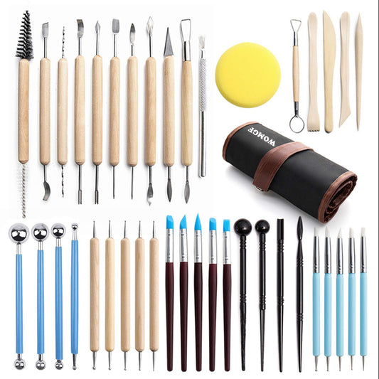 WOMGF Modeling Tool Set Pottery Tool 41 Pieces Polymer Clay Sculpting Tool Ceramic Sculpture Clay Kit for Arts and Crafts, Sculpting, Carving Art Supplies