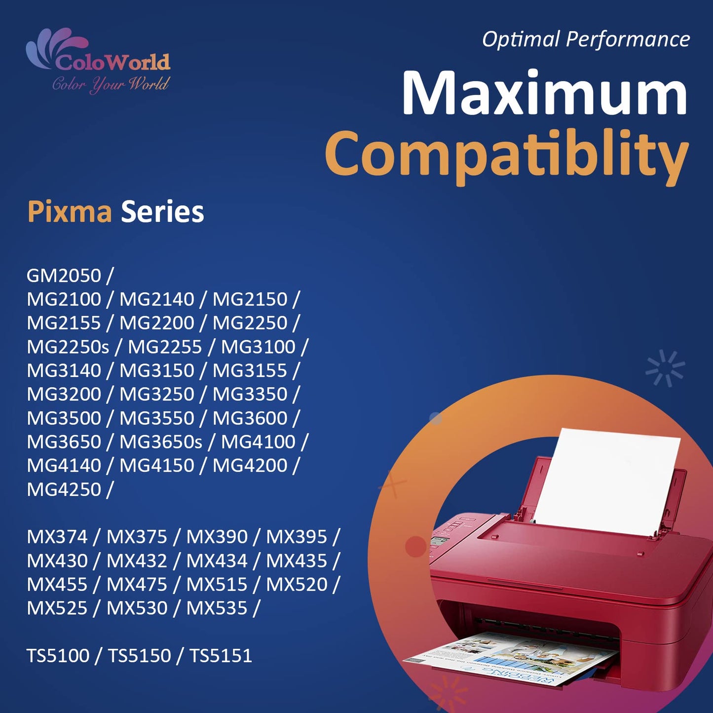 540 541 XL printer cartridges, ColoWorld PG-540XL CL-541XL multipack cartridges for Canon printers. Compatible with Canon Pixma MG3650S TS5150 TS5151 TS5100 MG3600 MG3650 MG4250 printers (Black Color).