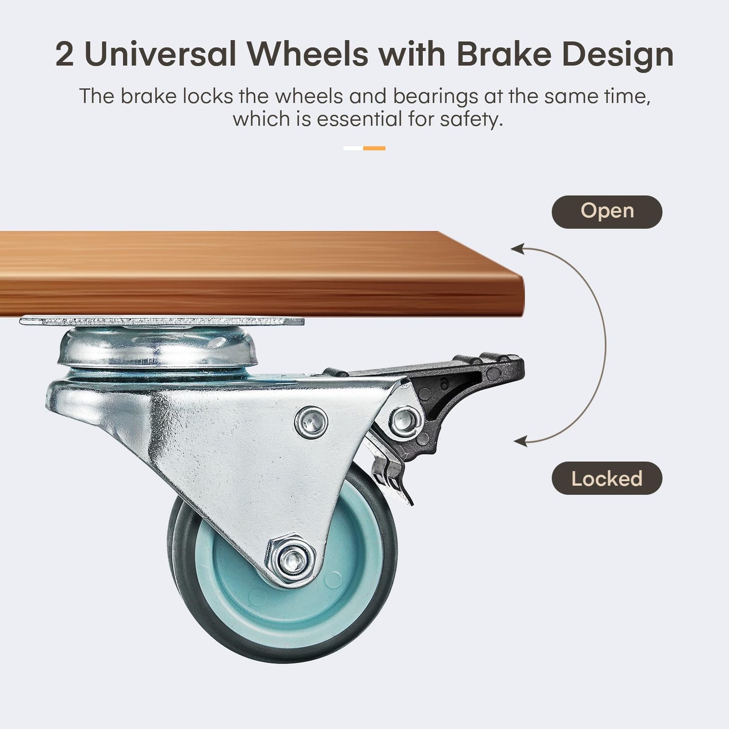 8 pieces double casters swivel casters with brake 50mm transport castors furniture castors with brake up to 400kg beach chair castors heavy duty wheels 360° rotation silent operation (4 brake castors, 4 swivel castors)