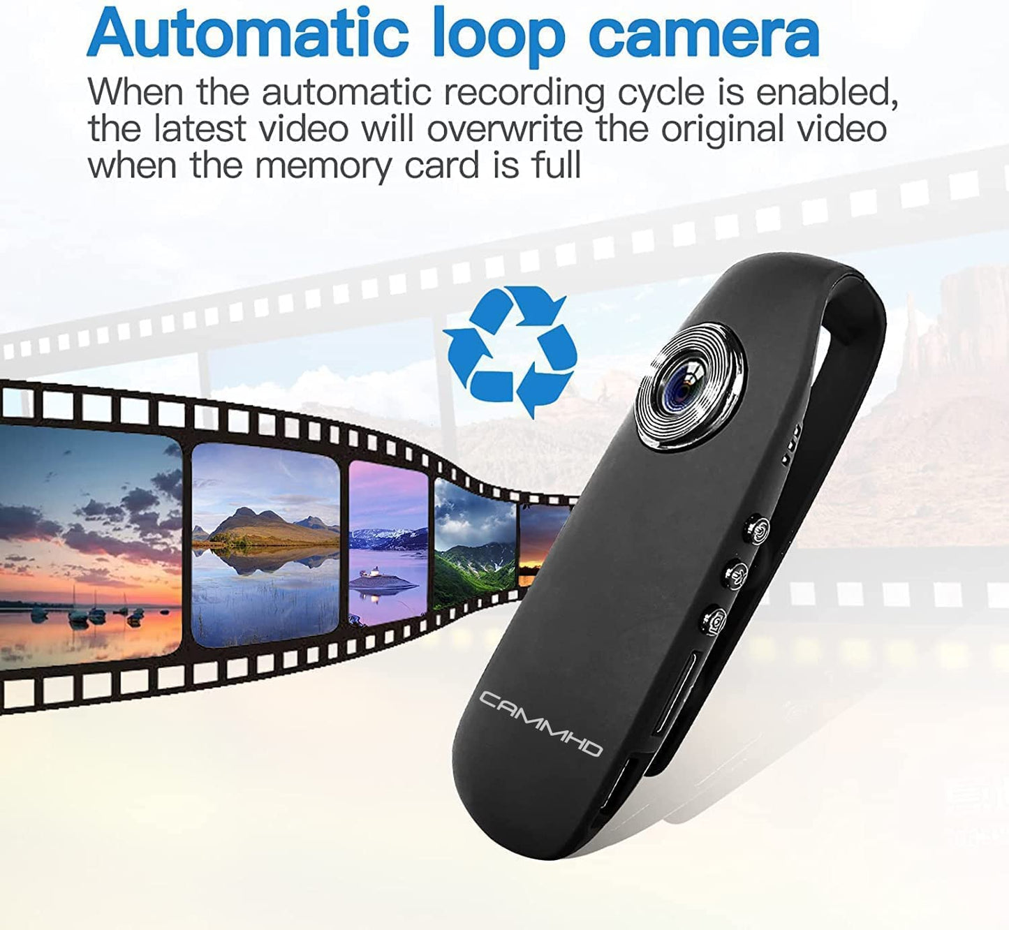 CAMMHD 1080P 64GB Body Camera Full HD Portable Bodycam One-Key Recording Motion Detection, 3-7 Hours Recording, Support OTG Connection (Max Support 512GB)