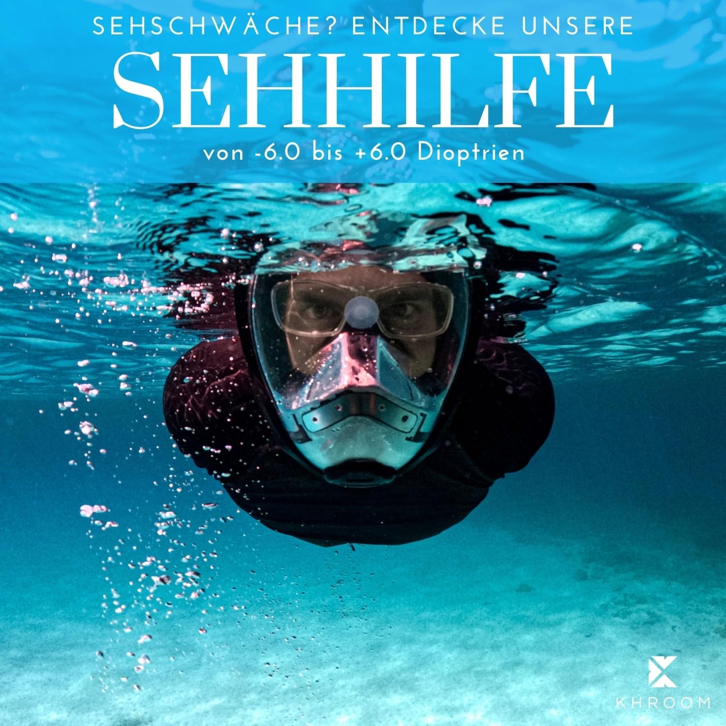 Khroom snorkel mask for adults & kids with DEKRA certified CO2 safety | Full face Seaview X diving mask | Snorkeling gear / snorkel set alternative (S/M, Black + Soft-Case)