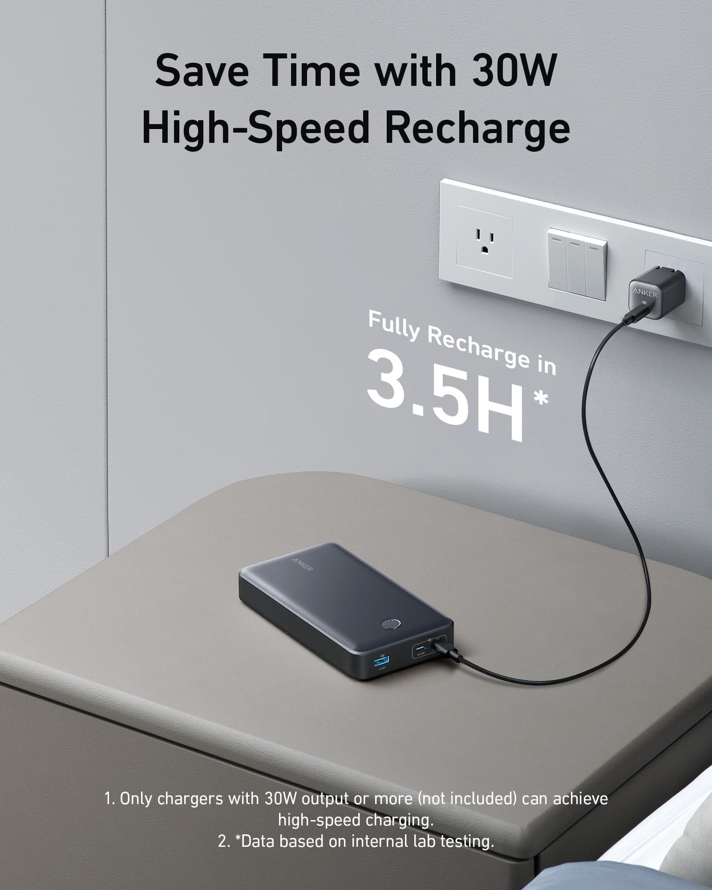 ANKER 537 Powerbank (PowerCore 24K for Laptop), 24,000mAh 65W, portable charger for MacBook Pro, Dell XPS, Microsoft Surface, iPad Pro, iPhone 16/15/14/13 Pro, iWatch Series 5, and more (Black)
