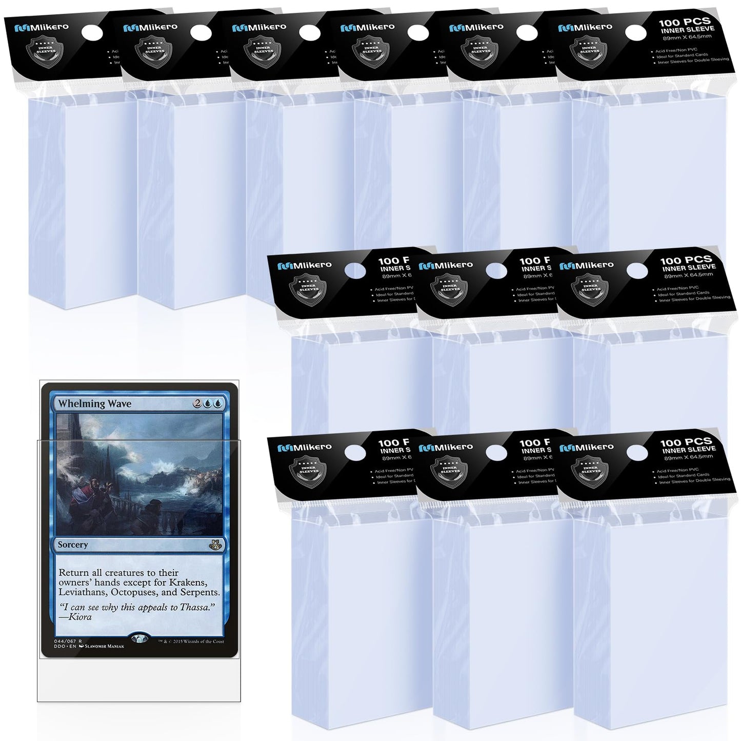 1200 pack of card sleeves, perfectly fitting inner sleeves, ideal for double sleeving, trading card sleeves compatible with MTG, TCG, baseball, and football cards.