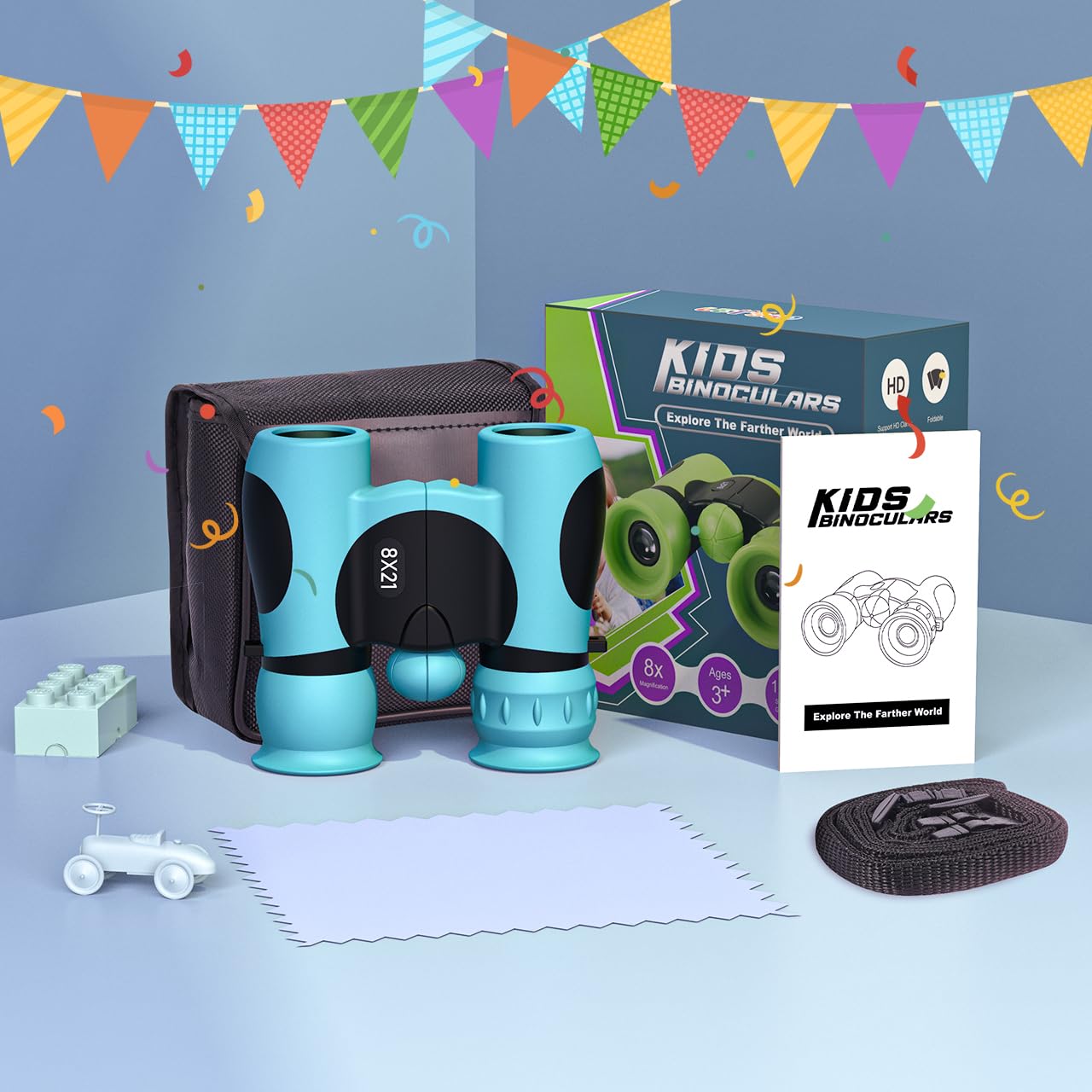 Binoculars for Kids Magnification 8X21, Back to School Boy Mini Binoculars Kids Toy for Ages 3-12, Outdoor Toy Telescope Children's Day Gifts for Little Boys - Outdoors, Hiking, Camping