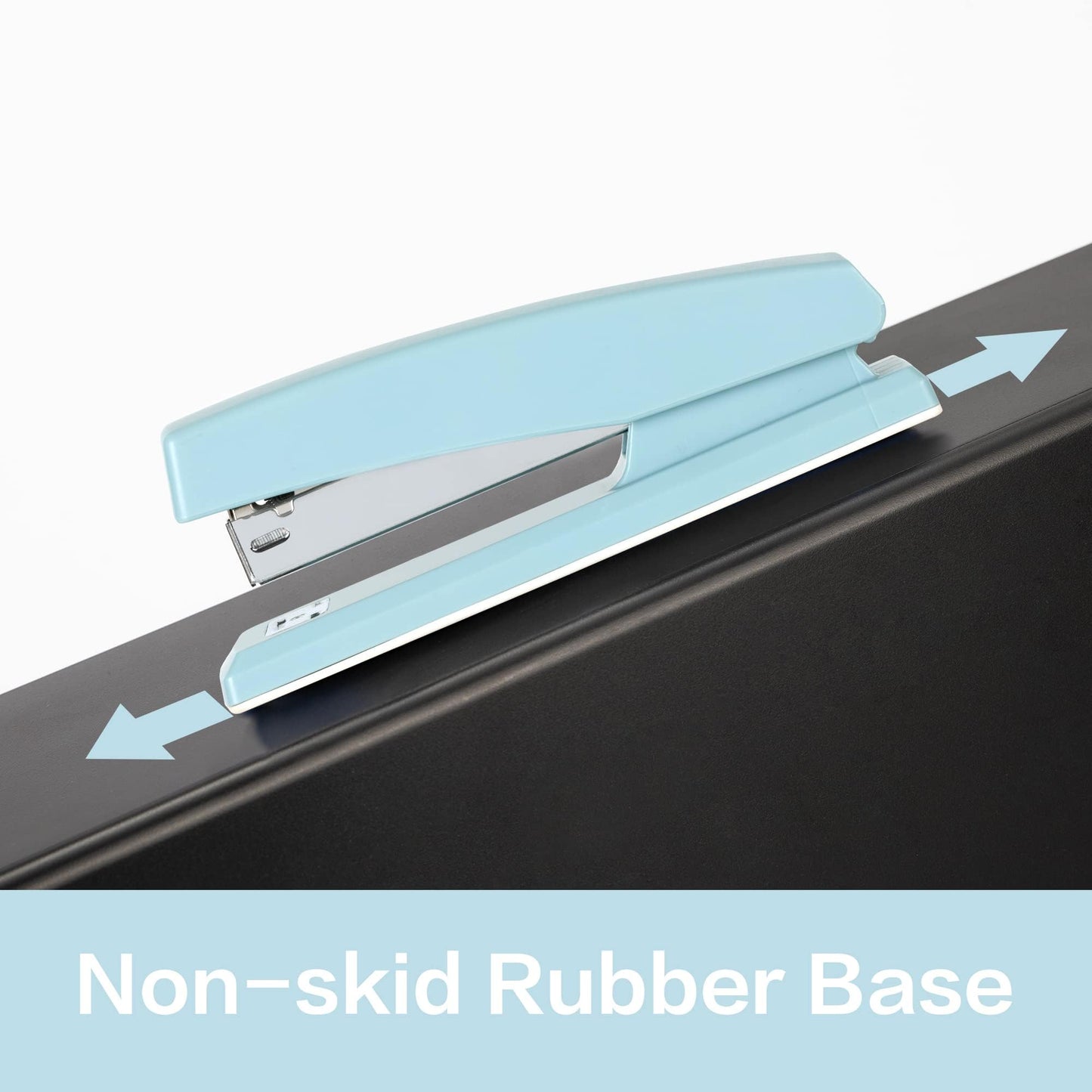 Deli desktop stapler, 2-pack, office stapler, 25-sheet capacity, includes 2000 staples and 2 staple removers, 2 pieces, blue.