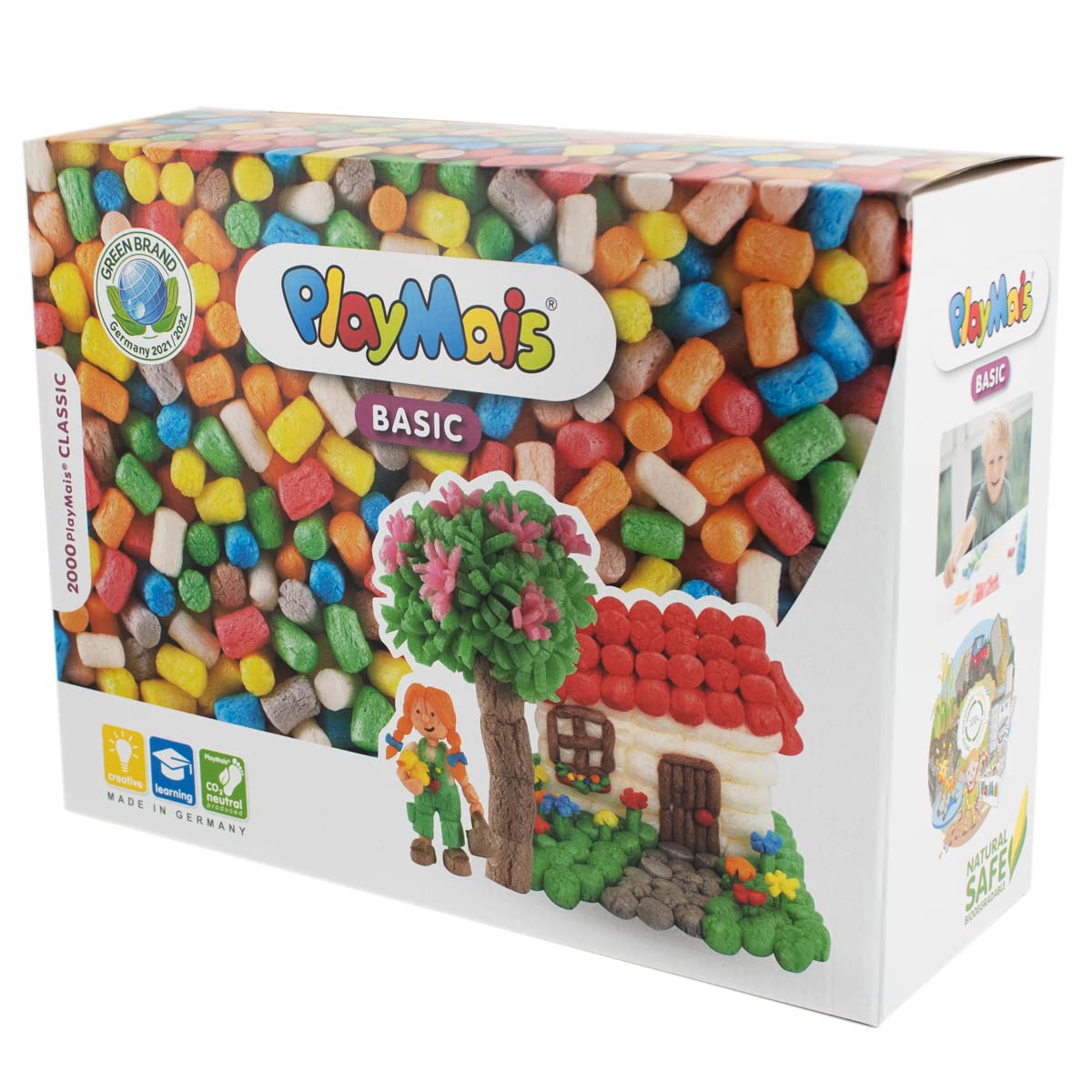 Playmais BASIC XL craft set for children aged 3 and up | Over 2000 pieces for crafting | Natural toy | Promotes creativity & motor skills | Gift for girls & boys | MADE IN GERMANY