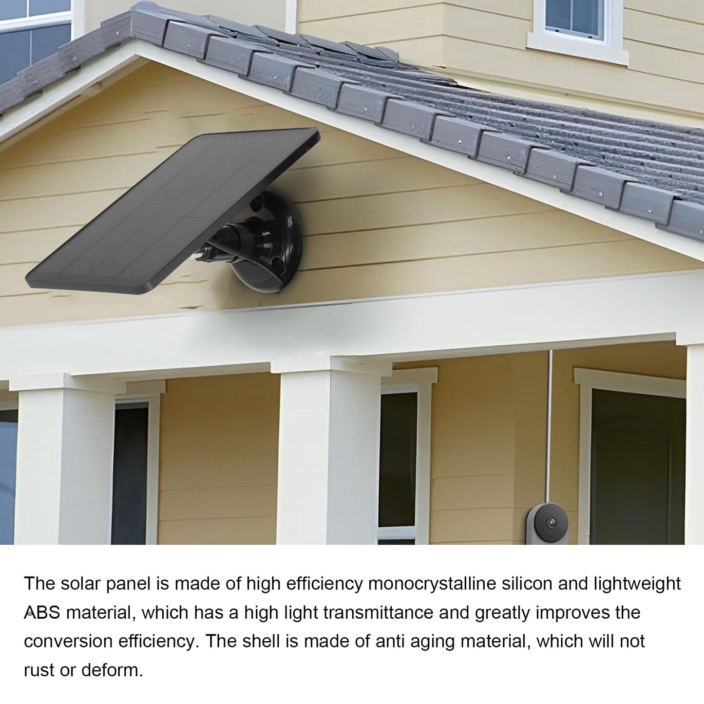 10W solar panel for Ring Spotlight Cam, Ring Stick Up Cam, IP65 waterproof, weather-resistant outdoor solar charging panel with adjustable bracket, secure