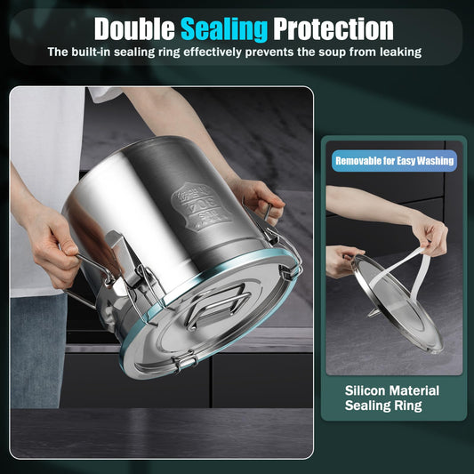 6L/12L Stainless Steel Grain Container Flour Container Airtight Canister Kitchen Cereal Food Storage Container Grain Bin Kitchen Stainless Steel Bucket Kitchen Pail with Lid (12L)