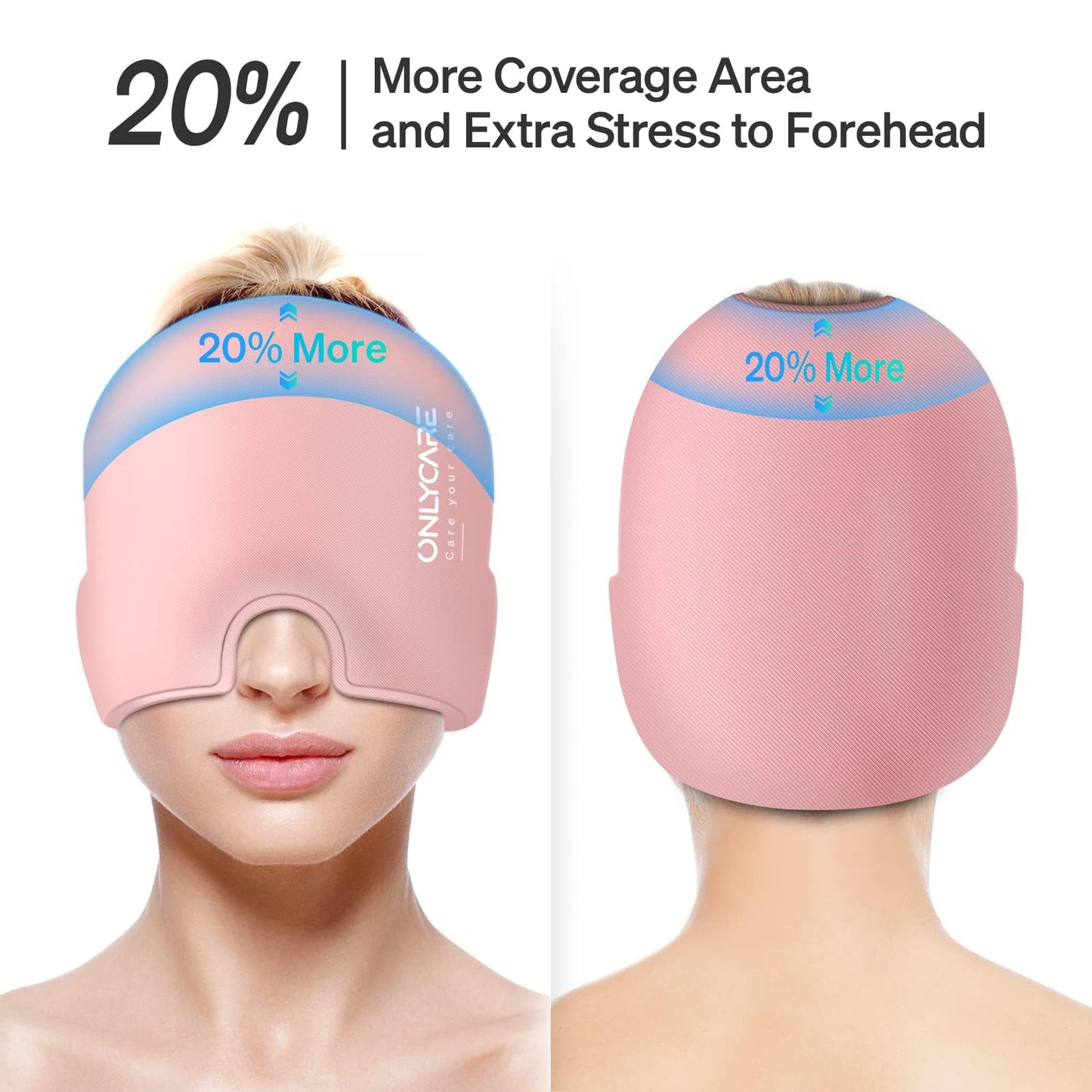 ONLYCARE Migraine Relief Cap, Headache Relief Hat Cooling Mask Cold Cap Headache Mask Cooling Cap Cooling Pads Gel for Migraine Relief (Pink)