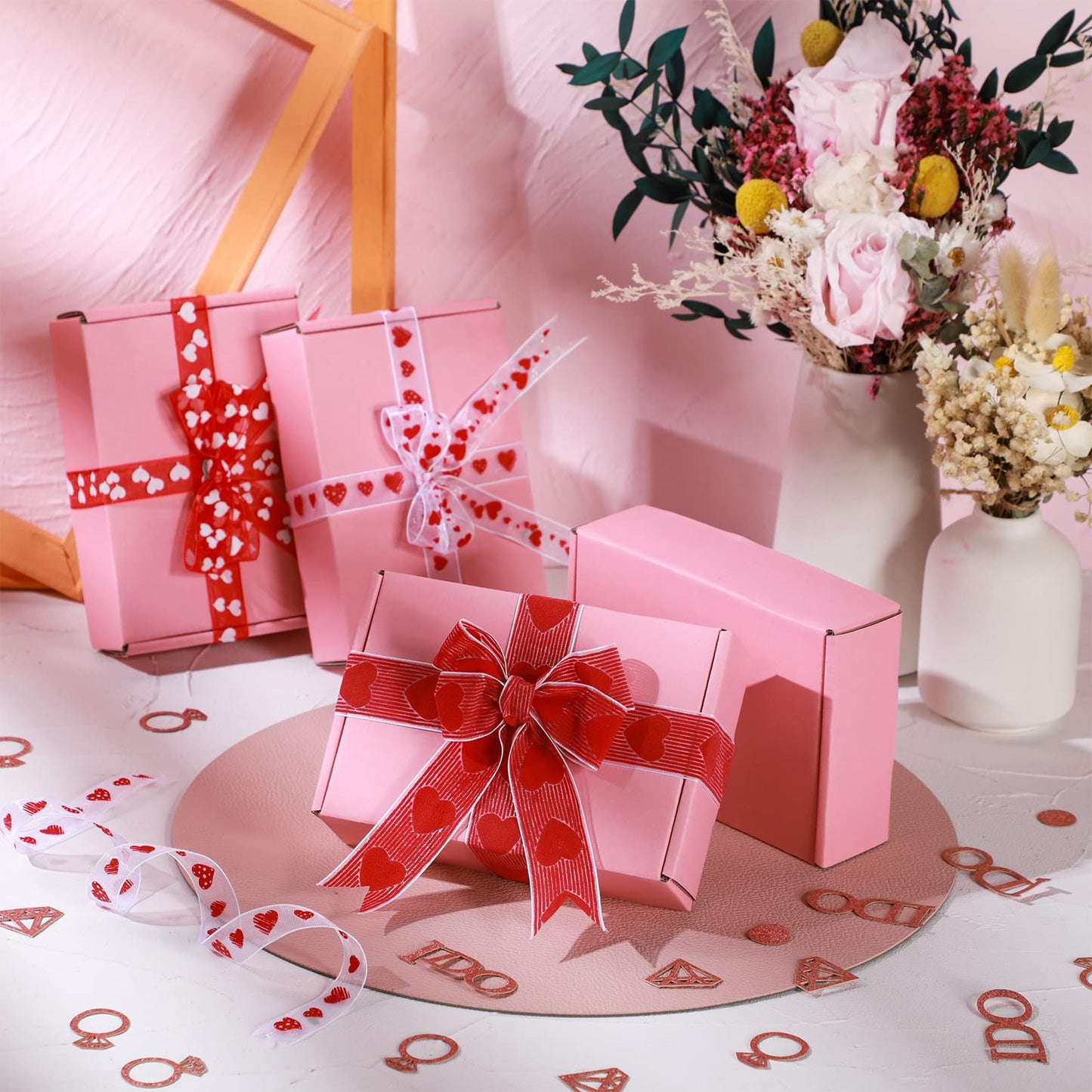 50 pink shipping boxes made of corrugated cardboard 6x4x1.6 inches - packaging boxes for small business - cute boxes and shipping bags for products