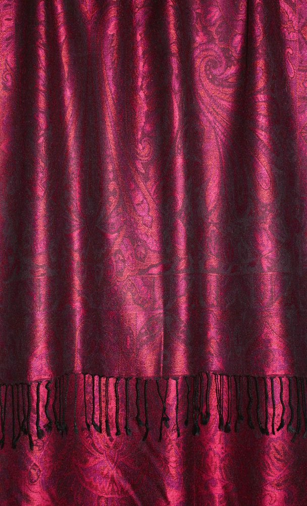 Lorenzo Cana Women's Pashmina Scarf Shawl Wrap with an opulent pattern in harmonious red colors, featuring fringes. Measures 70 cm x 180 cm, made of 100% modal - 78105.