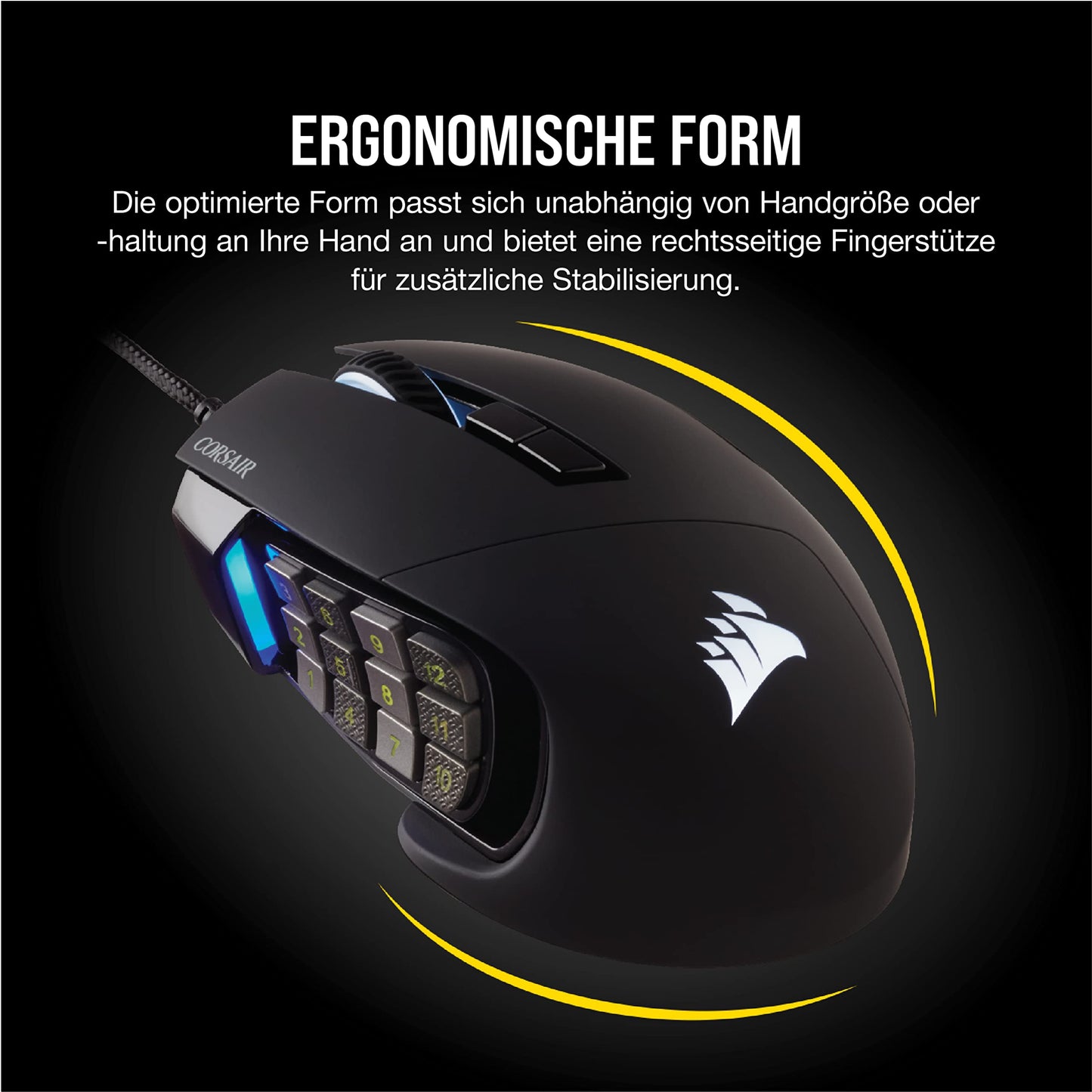 CORSAIR SCIMITAR RGB ELITE Wired MOBA/MMO Gaming Mouse - 18,000 DPI - 17 programmable buttons - iCUE compatible - PC, Mac, PS5, PS4, Xbox - Black