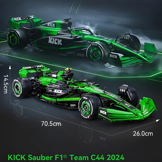 Technology F1 racing car building blocks for Kick Sauber C44, 2553 pieces 1:8 F1 sports car construction bricks toy, racing car gift for F1 fans and adults, compatible with L***
