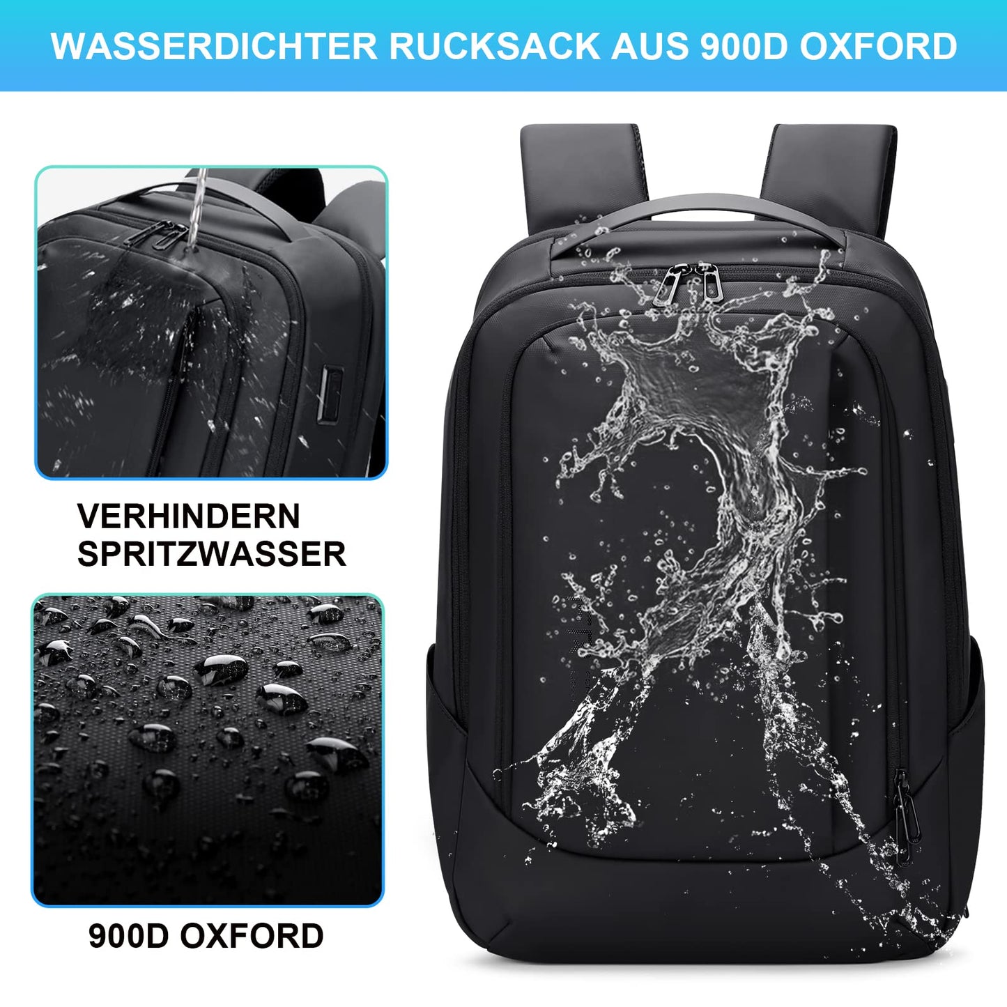 FENRUIEN Expandable Laptop Backpack with YKK zippers, 26L-38L capacity, Business Backpack for Men 15.6 inch Laptop Bag with USB Charging Port for Men and Women, Girls, Teenagers with laptop compartment.