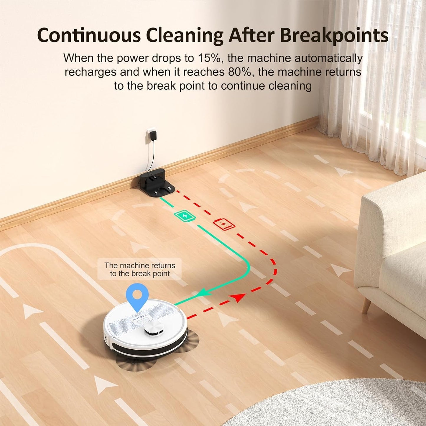 Lubluelu robot vacuum with mopping function 3-in-1, 4000Pa suction robot with laser navigation and 5 maps, 55 dB robot vacuum with app control, perfect for pet hair, carpets, hard floors, white (SL60D)