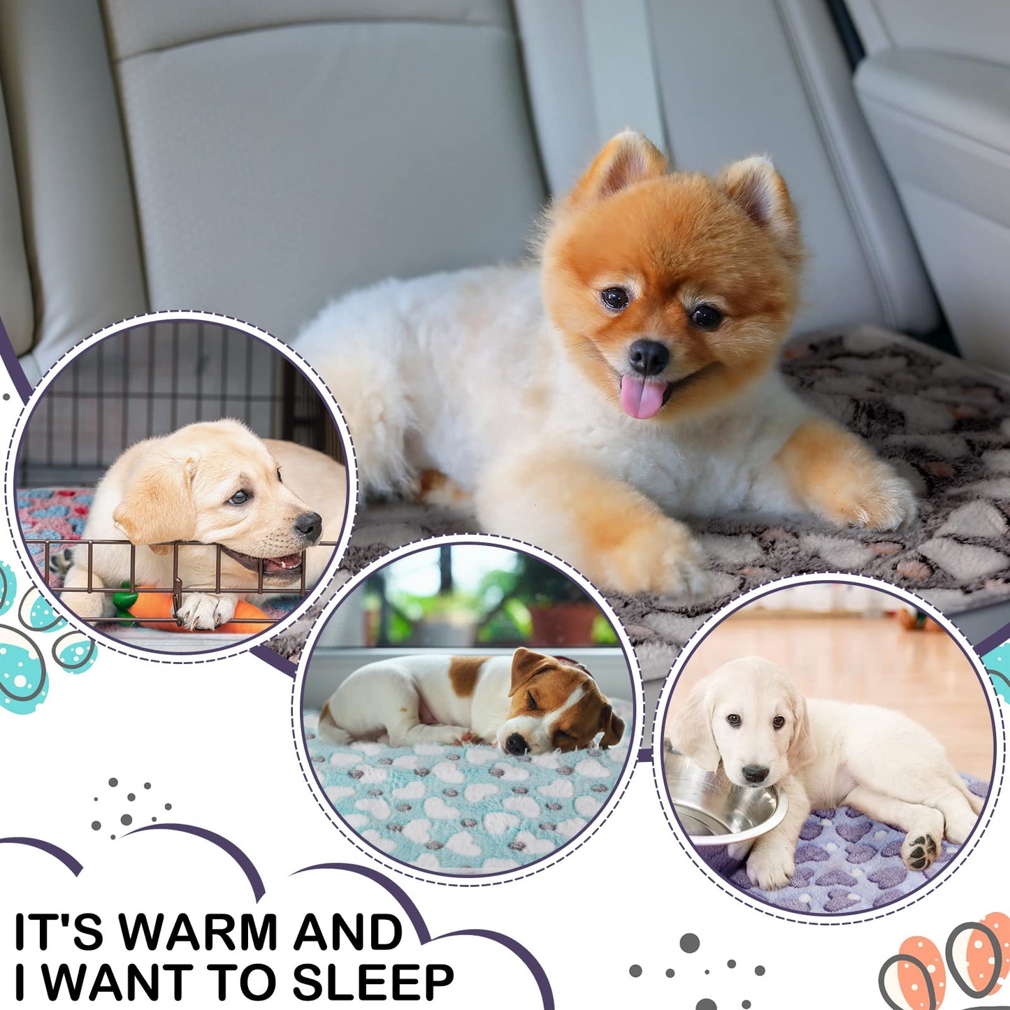 Namalu 4 Waterproof Guinea Pig Fleece Blankets Small Washable Dog Blanket Absorbent Guinea Pig Cage Liners Reusable PIPI Pads Sleep Cuddle Blanket (Heart Pattern, 60 x 40 cm)