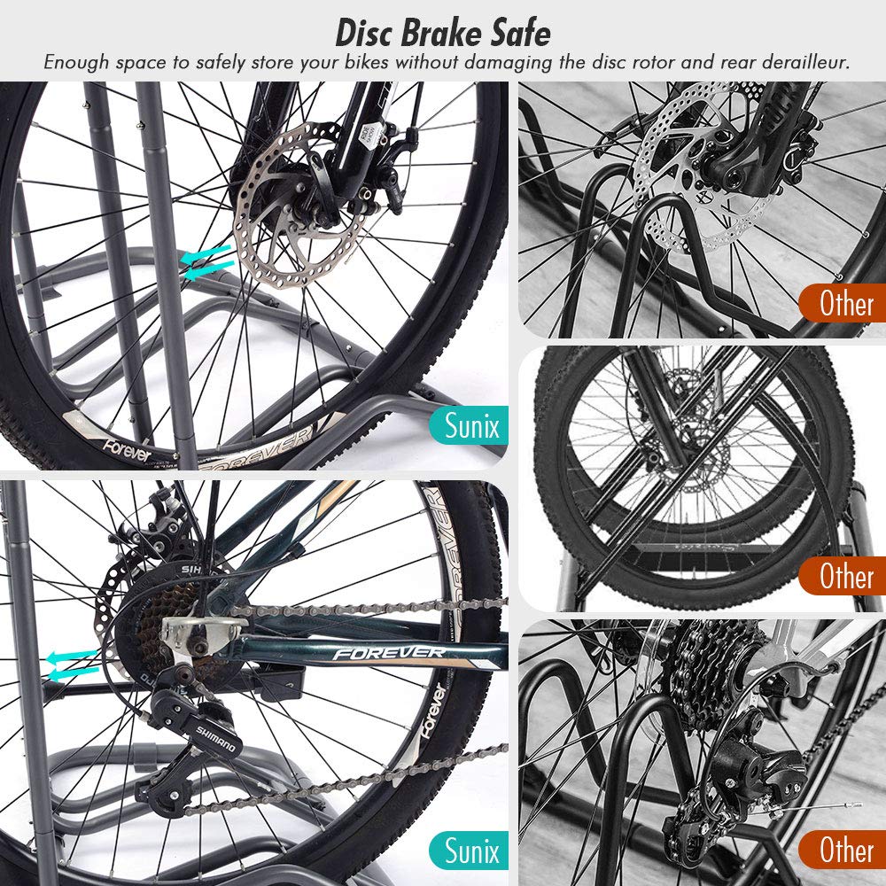 Bike stand floor for 5 bikes - Adjustable dual-use bike rack indoor & outdoor - Dual bike stand for adults & kids - Ideal for mountain bikes & road bikes.