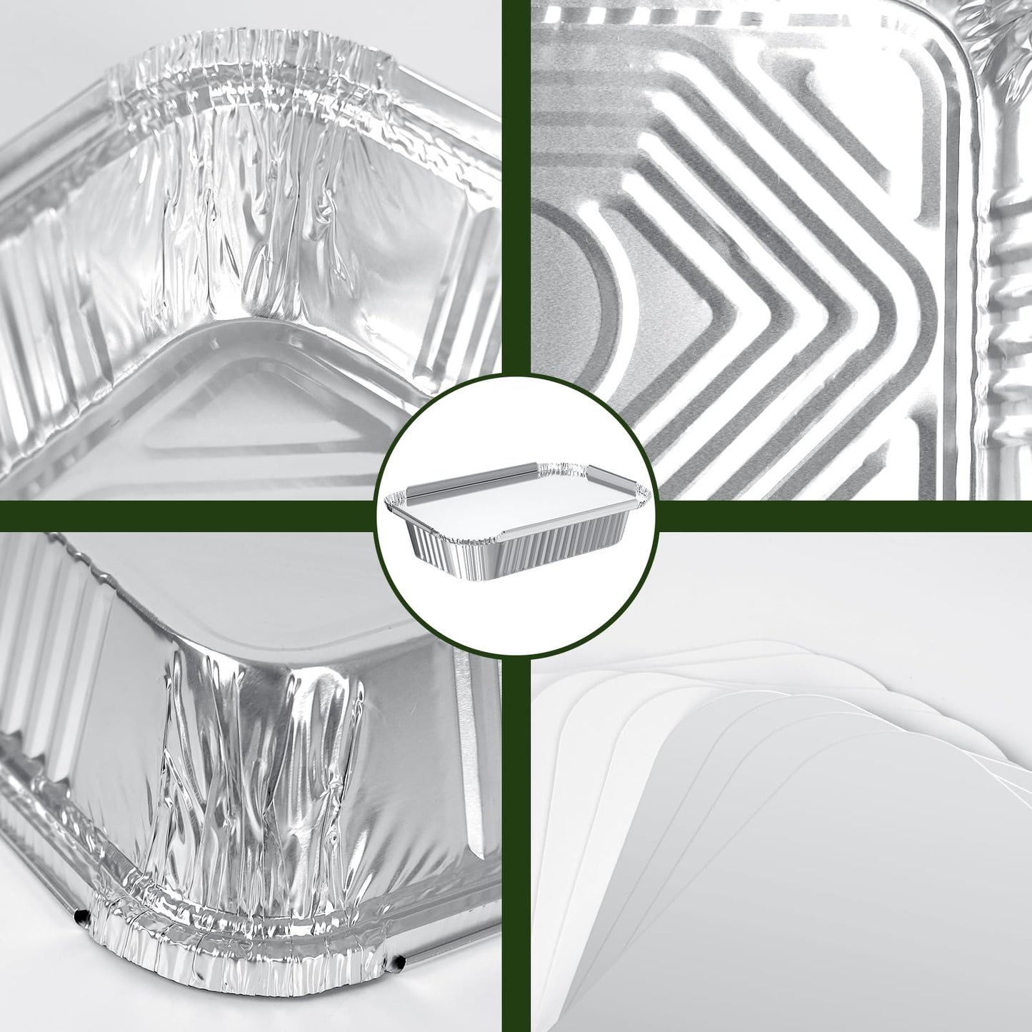 30pcs Aluminum Foil Grill Pans, Grilling Trays Aluminum 1750ml/700ml/410ml, Disposable Aluminum Pans With Lids, Reusable Aluminum Grill Pans For Cooking (Silver-255-30pcs/with lids)