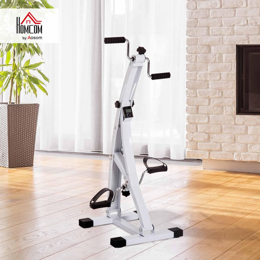 HOMCOM Pedal Exerciser for Seniors Extra Quiet Mini Home Trainer with LCD Display Attachment Strap Arm and Leg Exerciser Movement Trainer Table Exercise Bike Mini Bike Fitness Equipment for Home Office